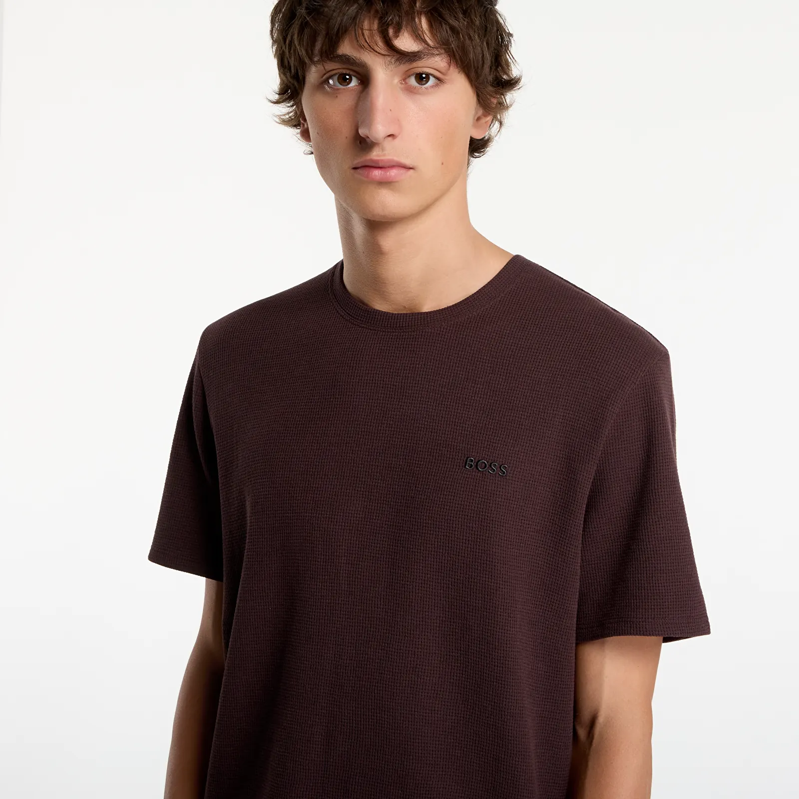 Magliette da uomo Hugo Boss Waffle T-Shirt Brown