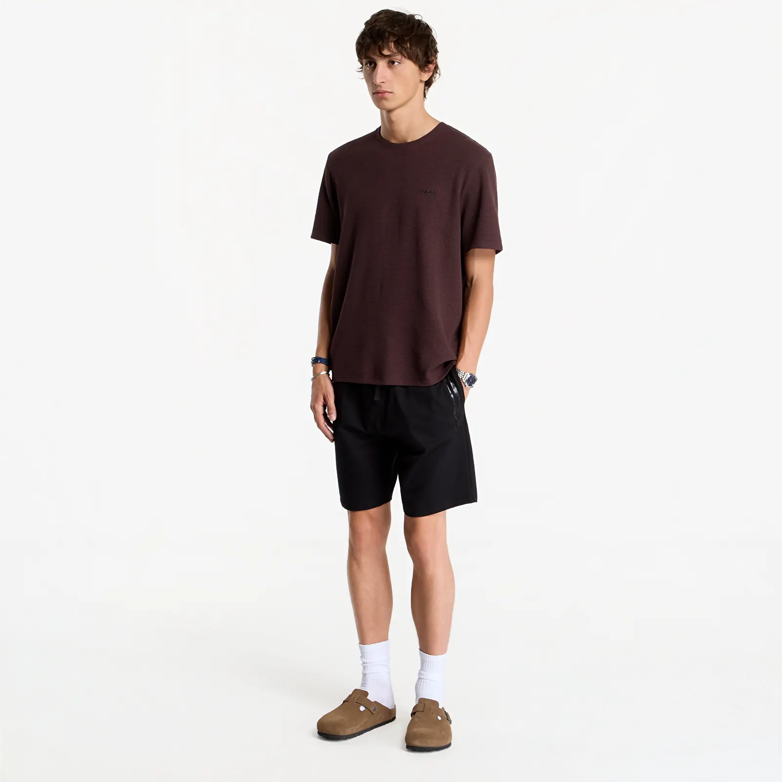 Magliette da uomo Hugo Boss Waffle T-Shirt Brown