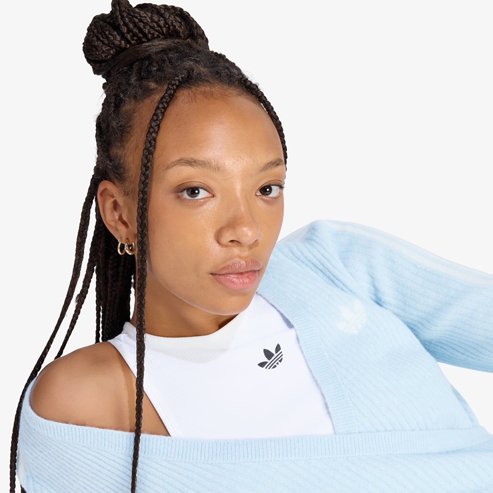 Дамски жилетки adidas Adiluna Season 2 x Jennie Knitted Wrap Around Cardigan Wonder Blue
