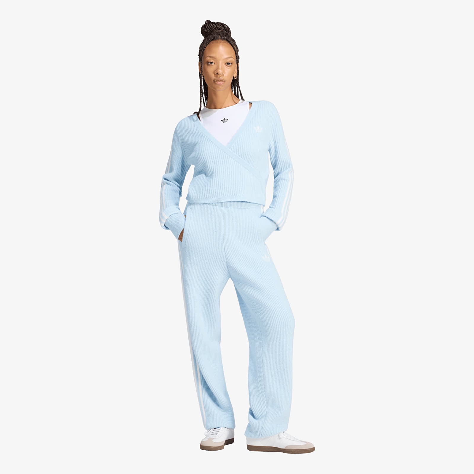 Дамски жилетки adidas Adiluna Season 2 x Jennie Knitted Wrap Around Cardigan Wonder Blue