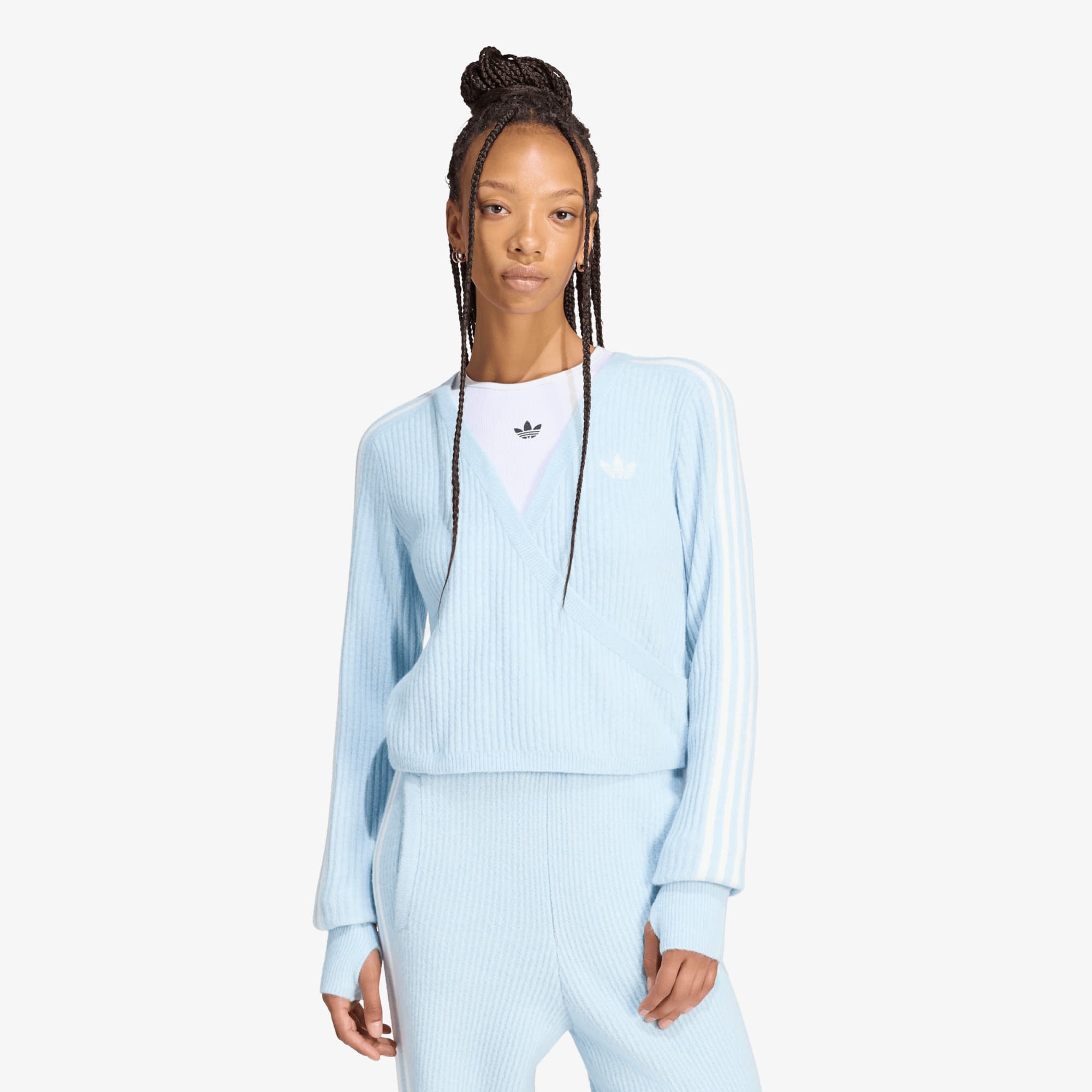 Пуловер adidas Adiluna Season 2 x Jennie Knitted Wrap Around Cardigan Wonder Blue L
