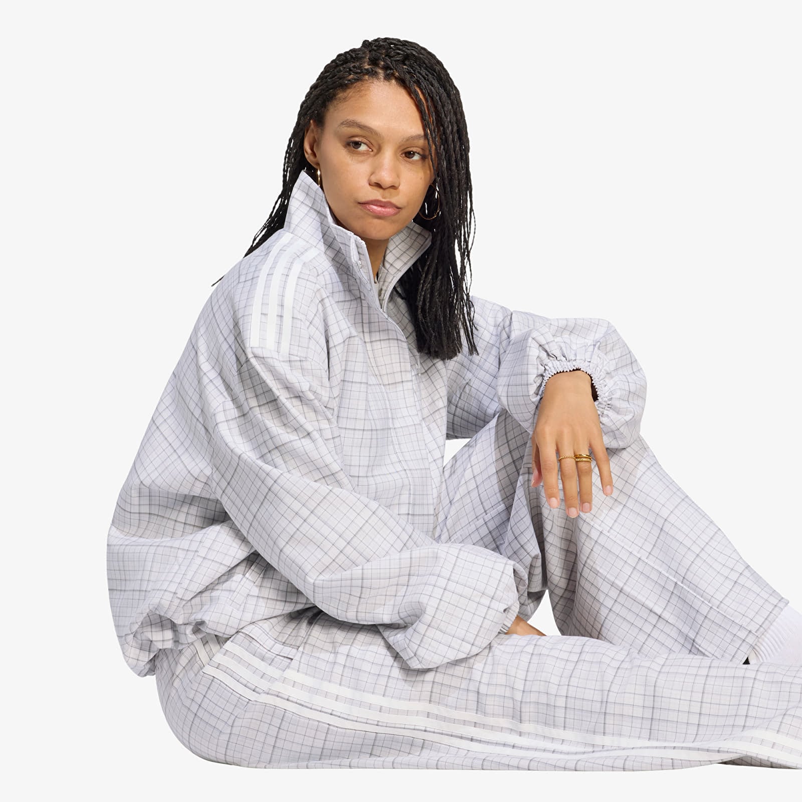 Jacken für Frauen adidas Blousy Check Track Top Dash Grey