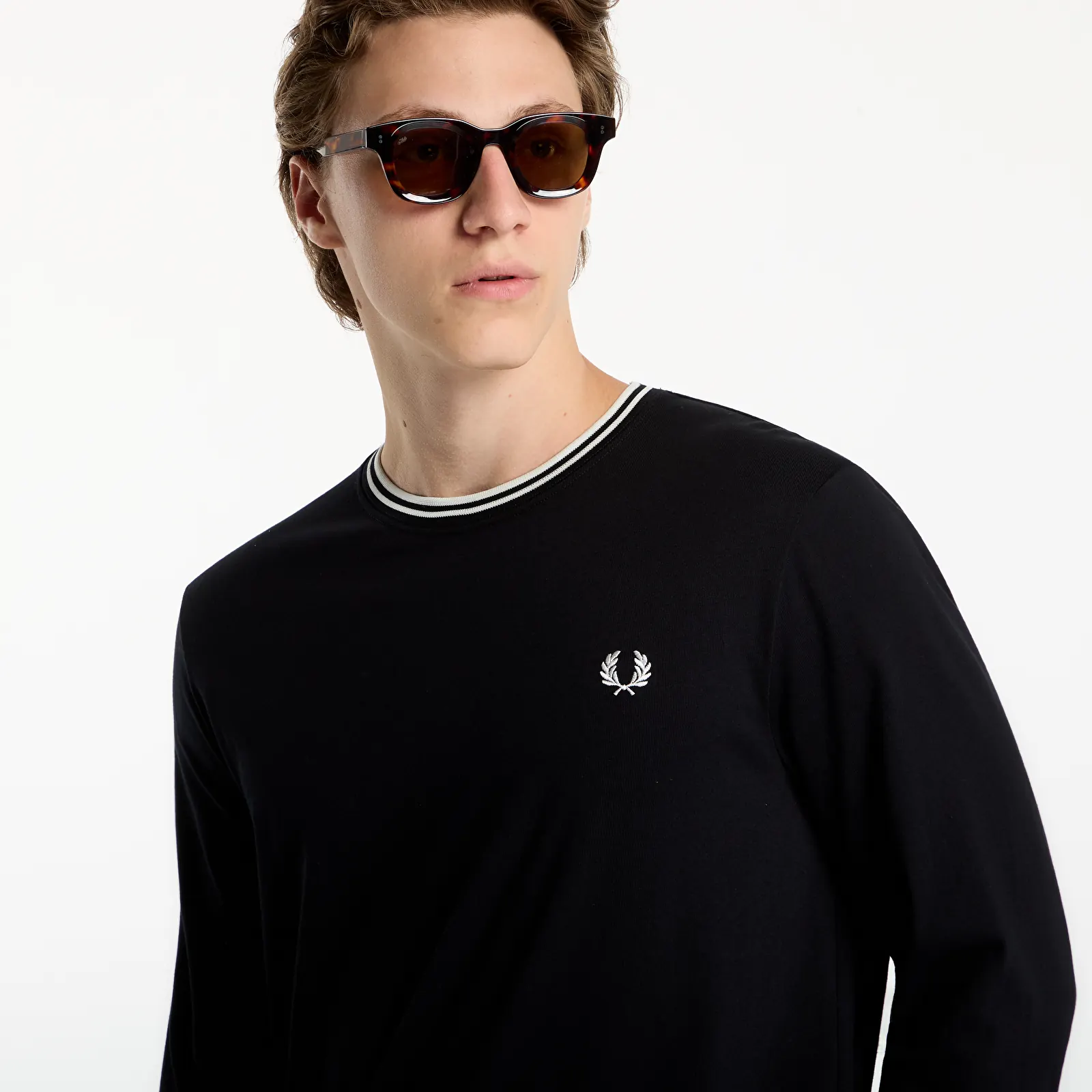T-shirts de homem FRED PERRY LS Twin Tipped T-shirt Black