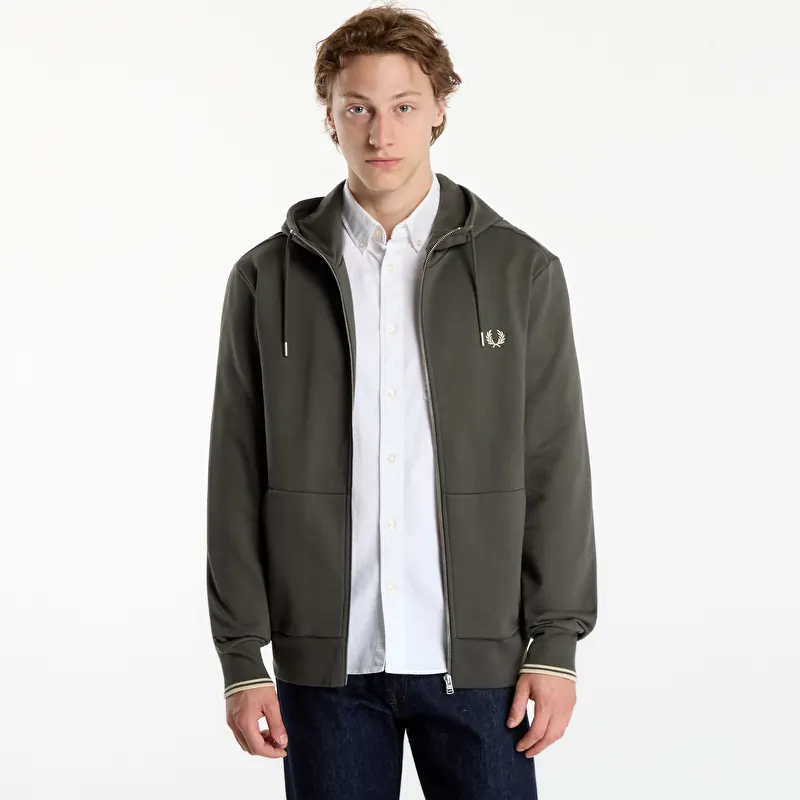 Bluza FRED PERRY Hooded Zip Through Sweatshirt Field Green