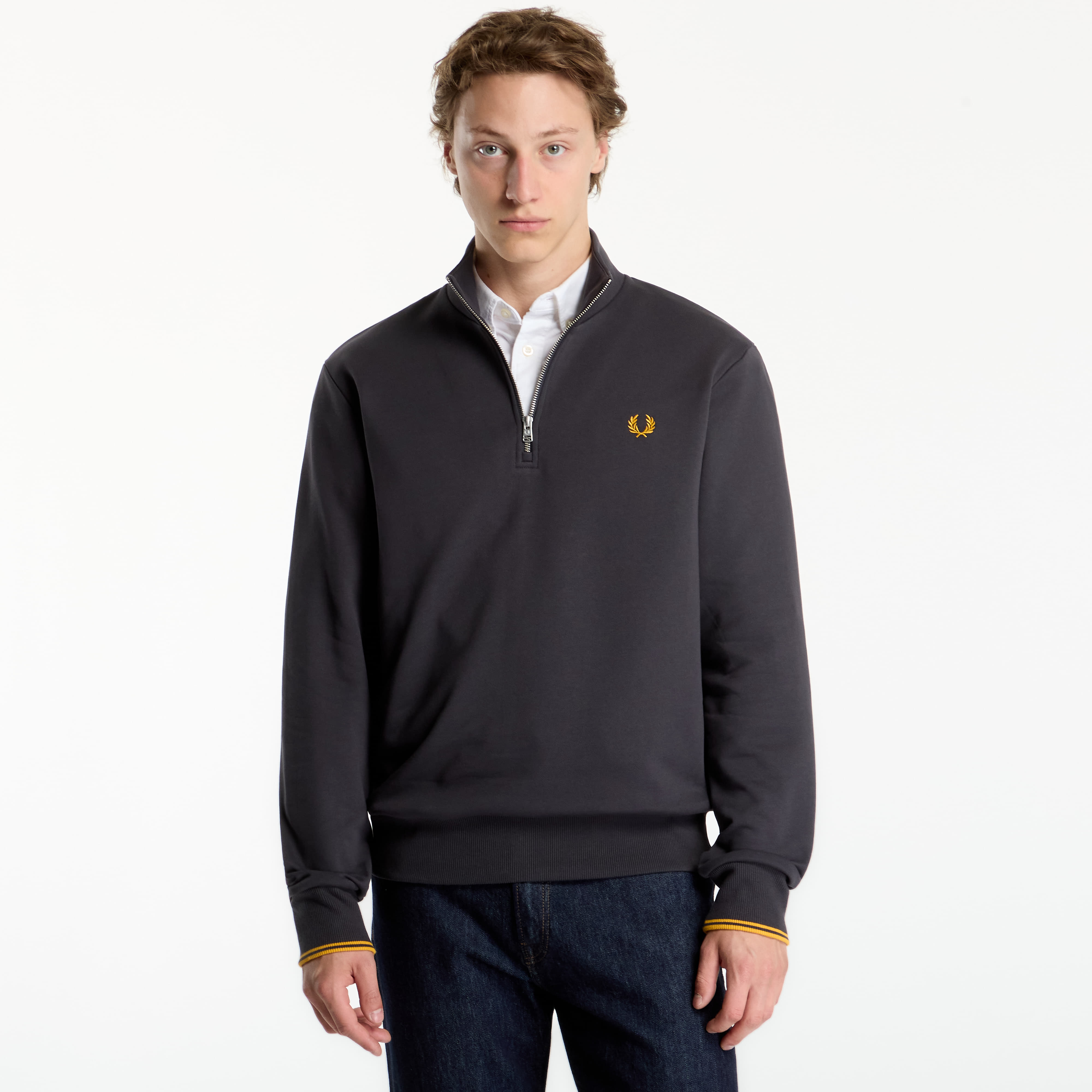 Суитшърт FRED PERRY Half Zip Sweatshirt Gray L