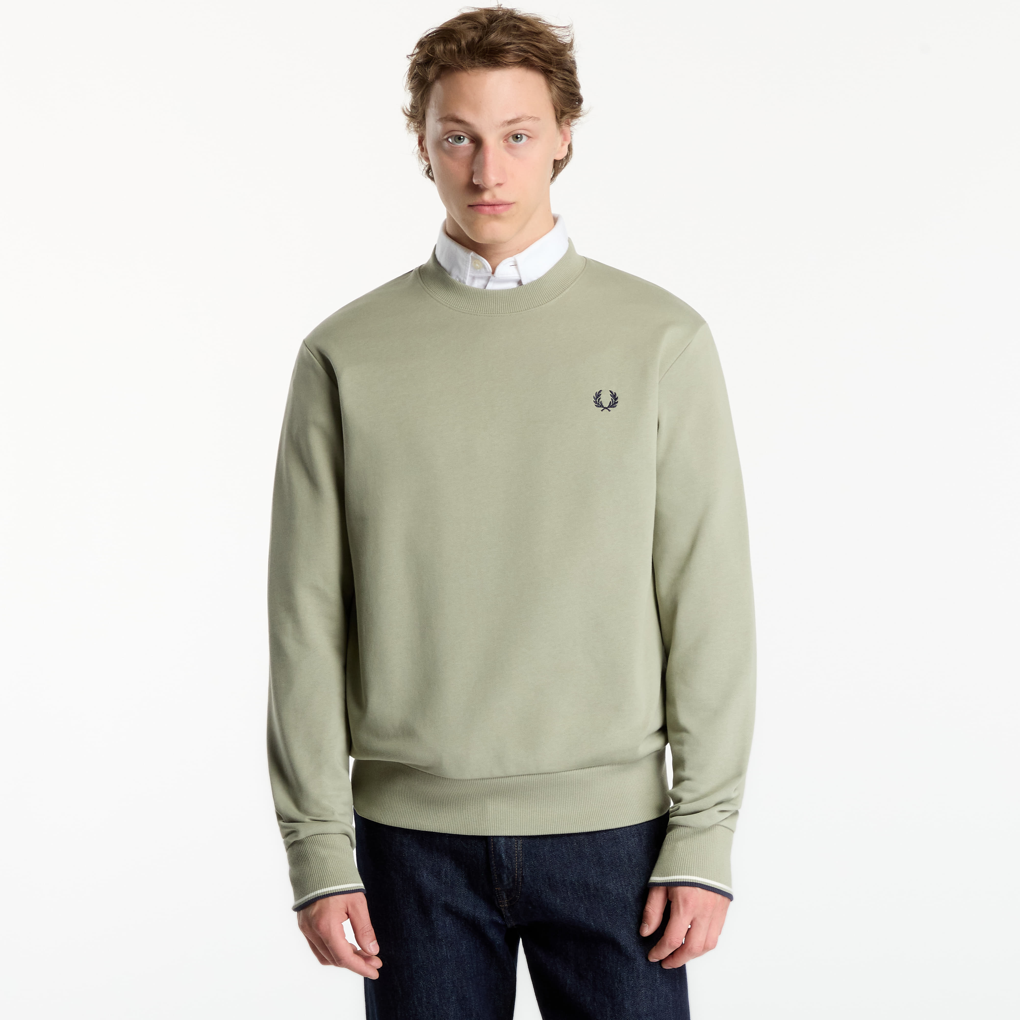 Суитшърт FRED PERRY Crew Neck Sweatshirt Seagrass XL