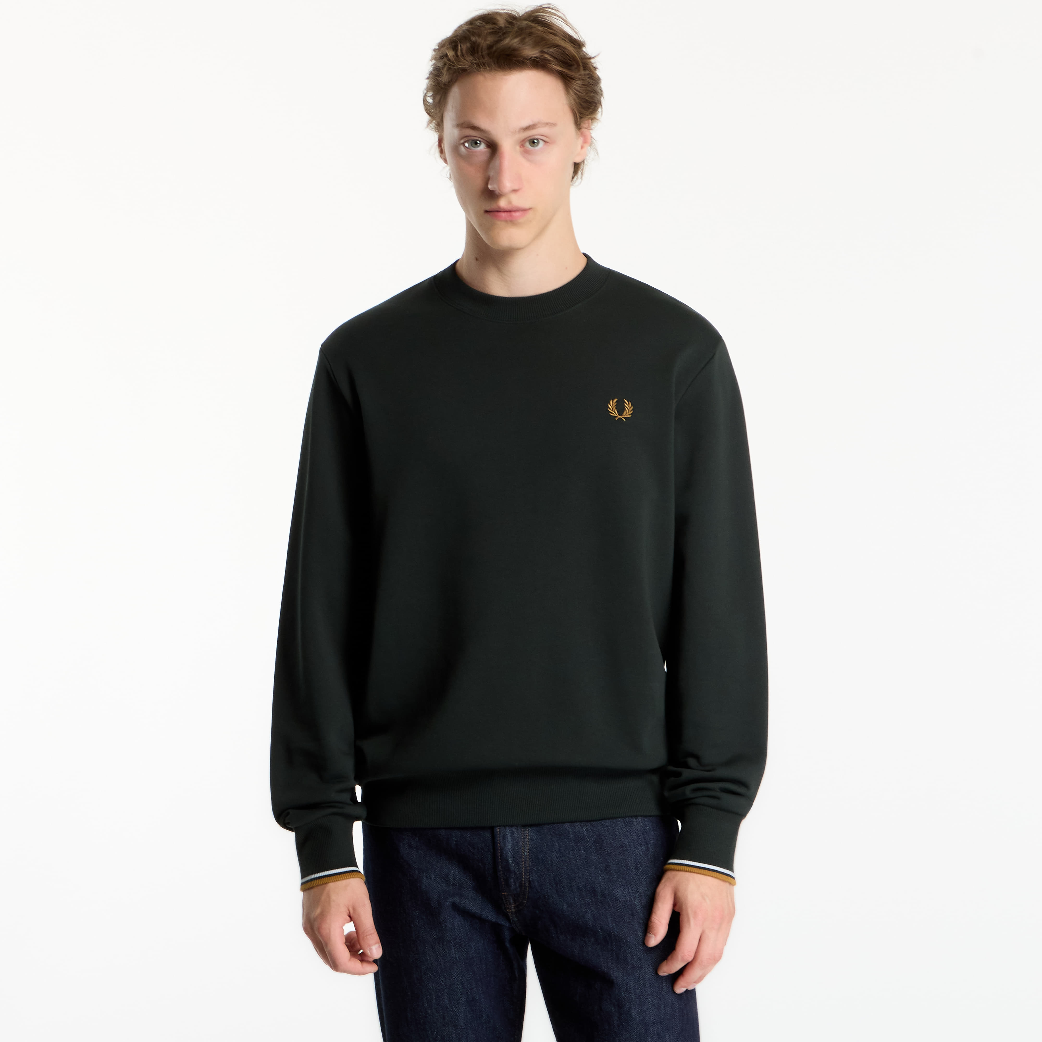 Суитшърт FRED PERRY Crew Neck Sweatshirt Green XL