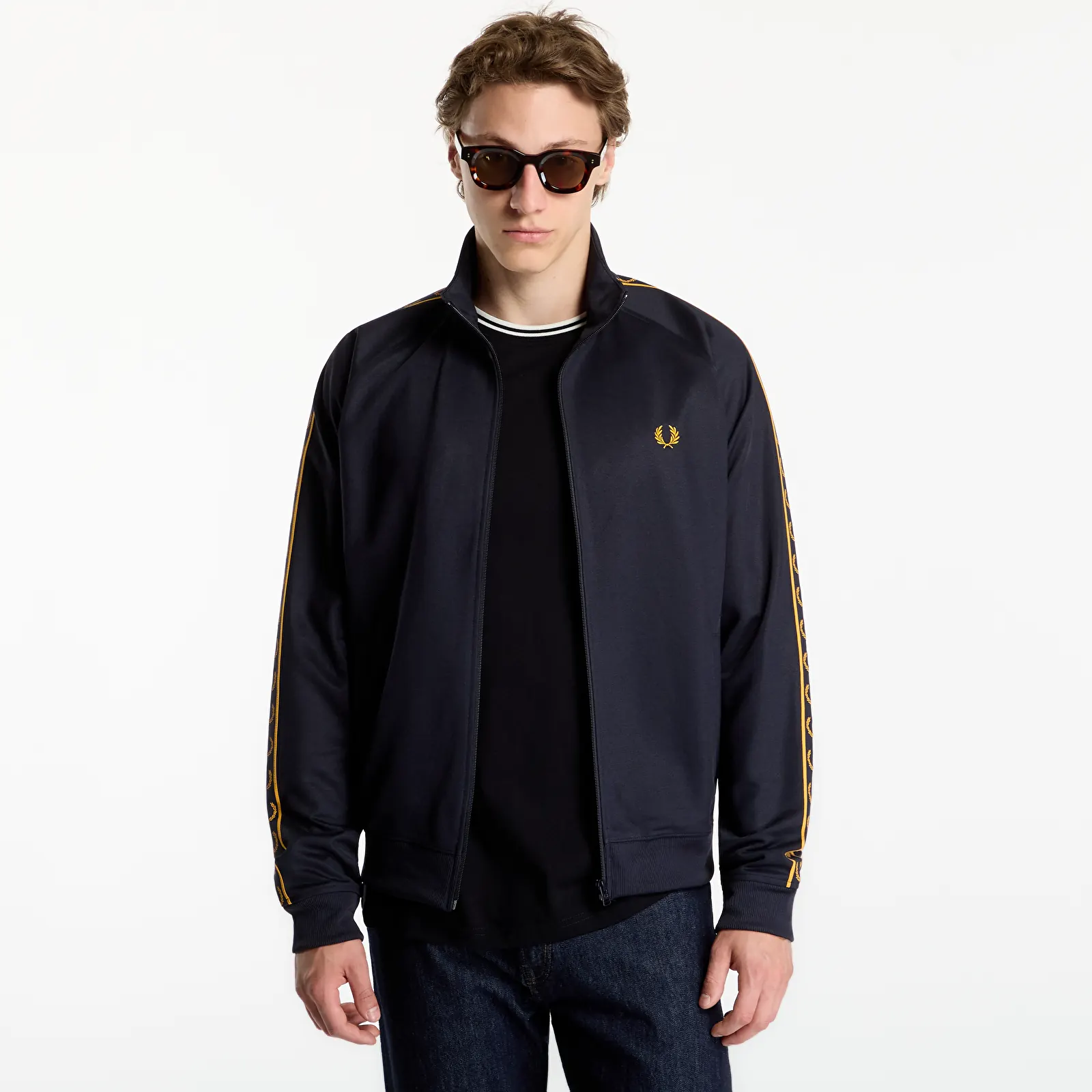 Mikiny FRED PERRY Contrast Tape Track Jacket Navy