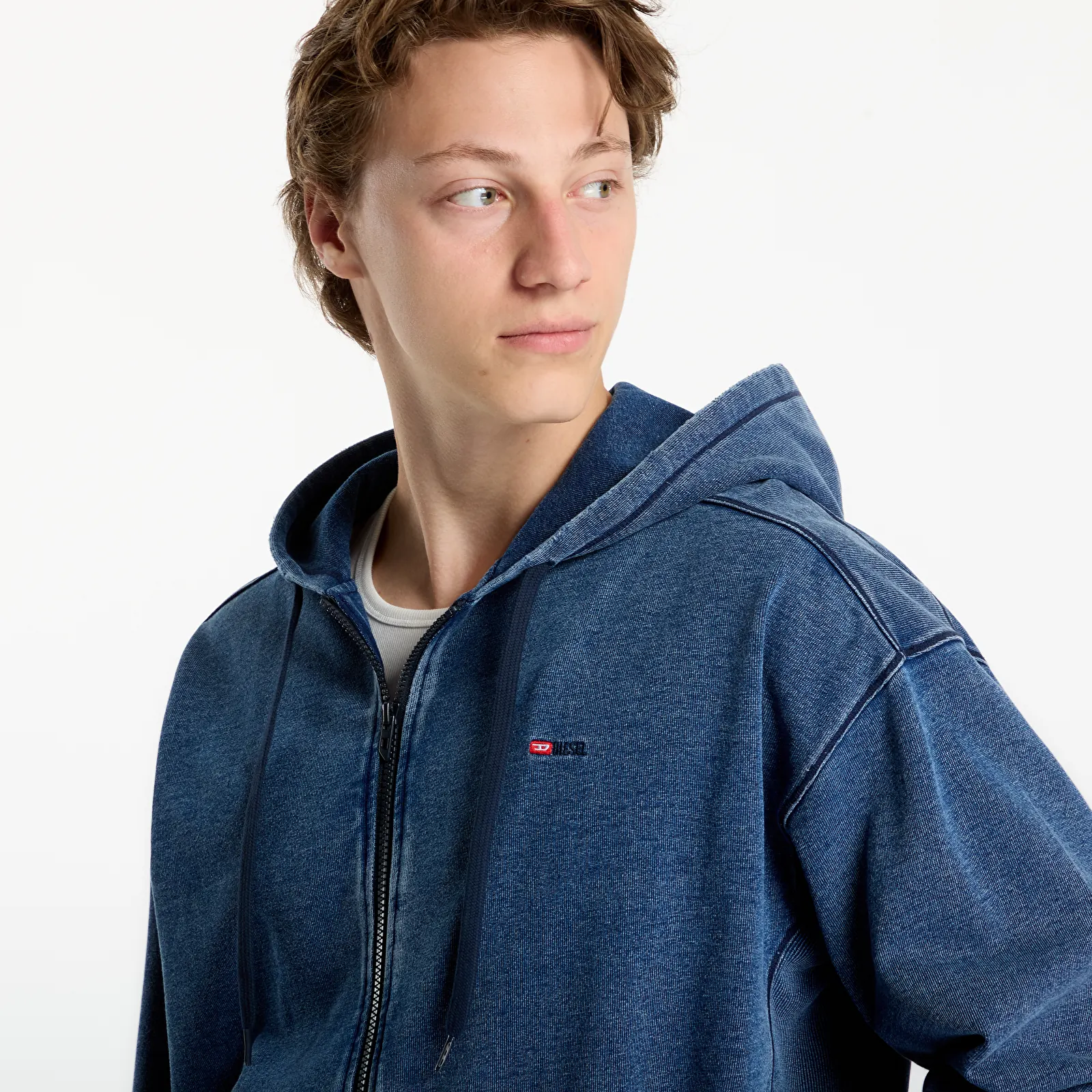 Kapucnis pulóverek és pulcsik Diesel S-Crox-Zip Sweat-Shirt Indigo