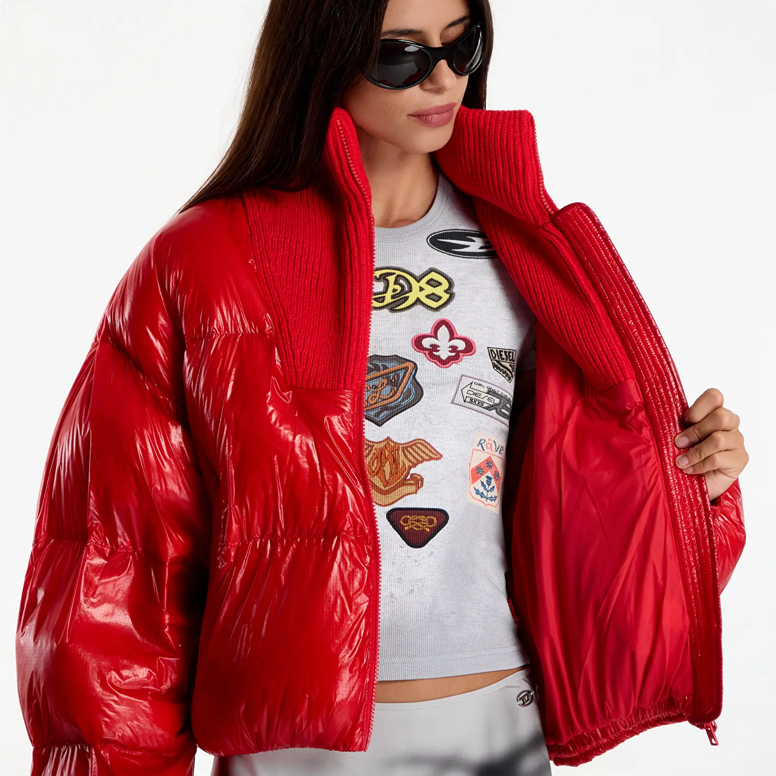 Women's Down Jackets Diesel W-Arrior Jacket Racing Red