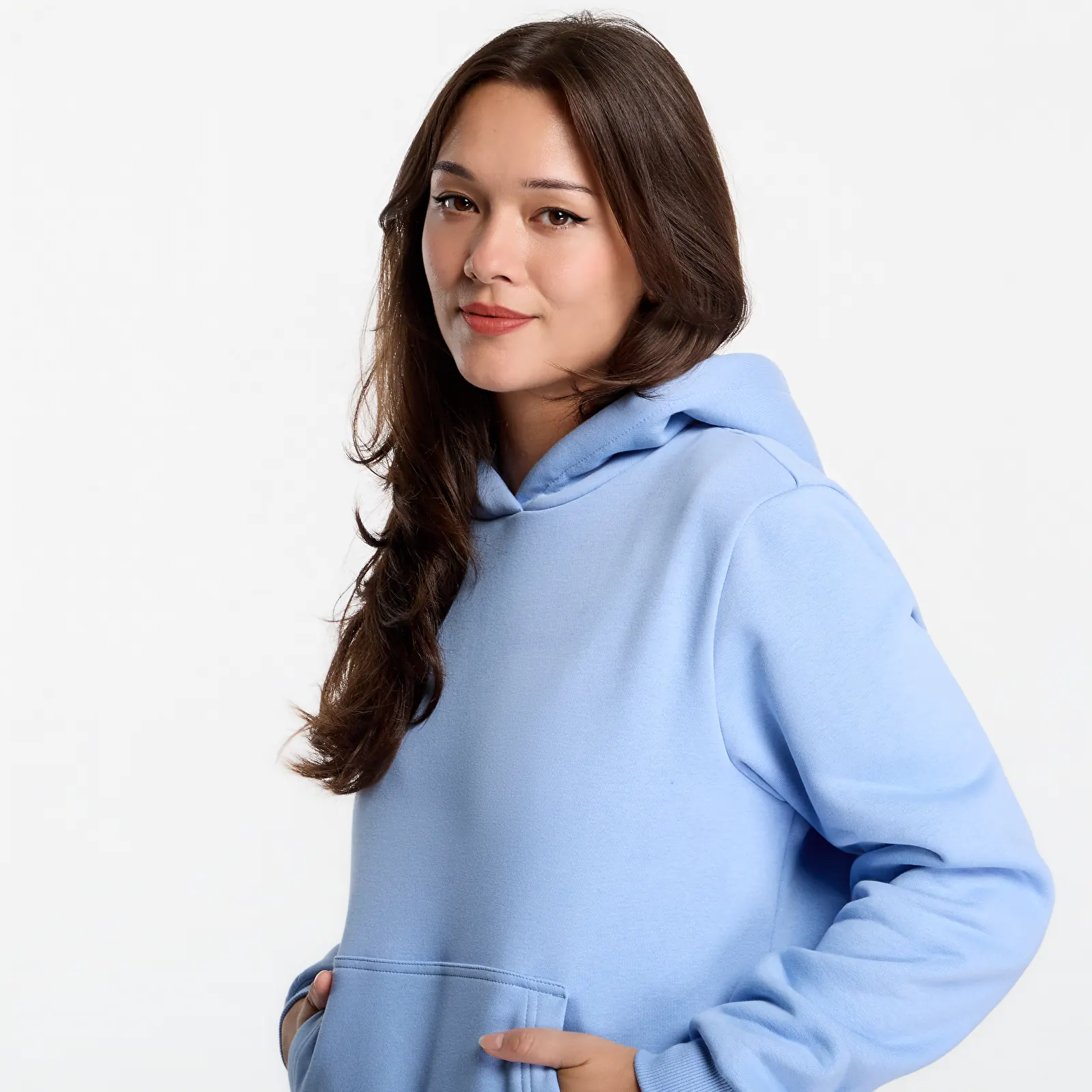 Sweatshirts Urban Classics Ladies Fluffy Hoody Powder Blue