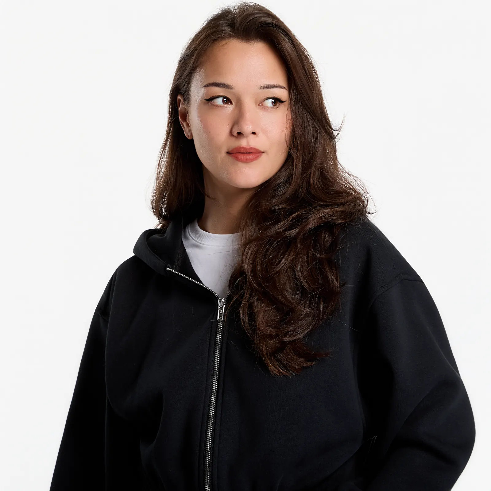 Hupparit ja collegepaidat Urban Classics Fluffy Cropped Zip Hoodie Black