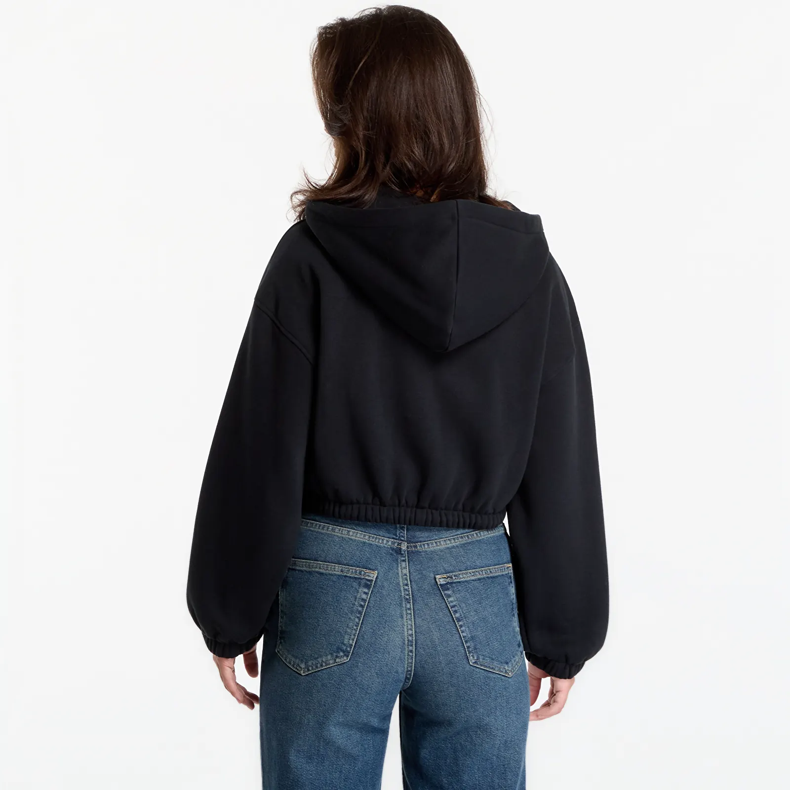 Hupparit ja collegepaidat Urban Classics Fluffy Cropped Zip Hoodie Black