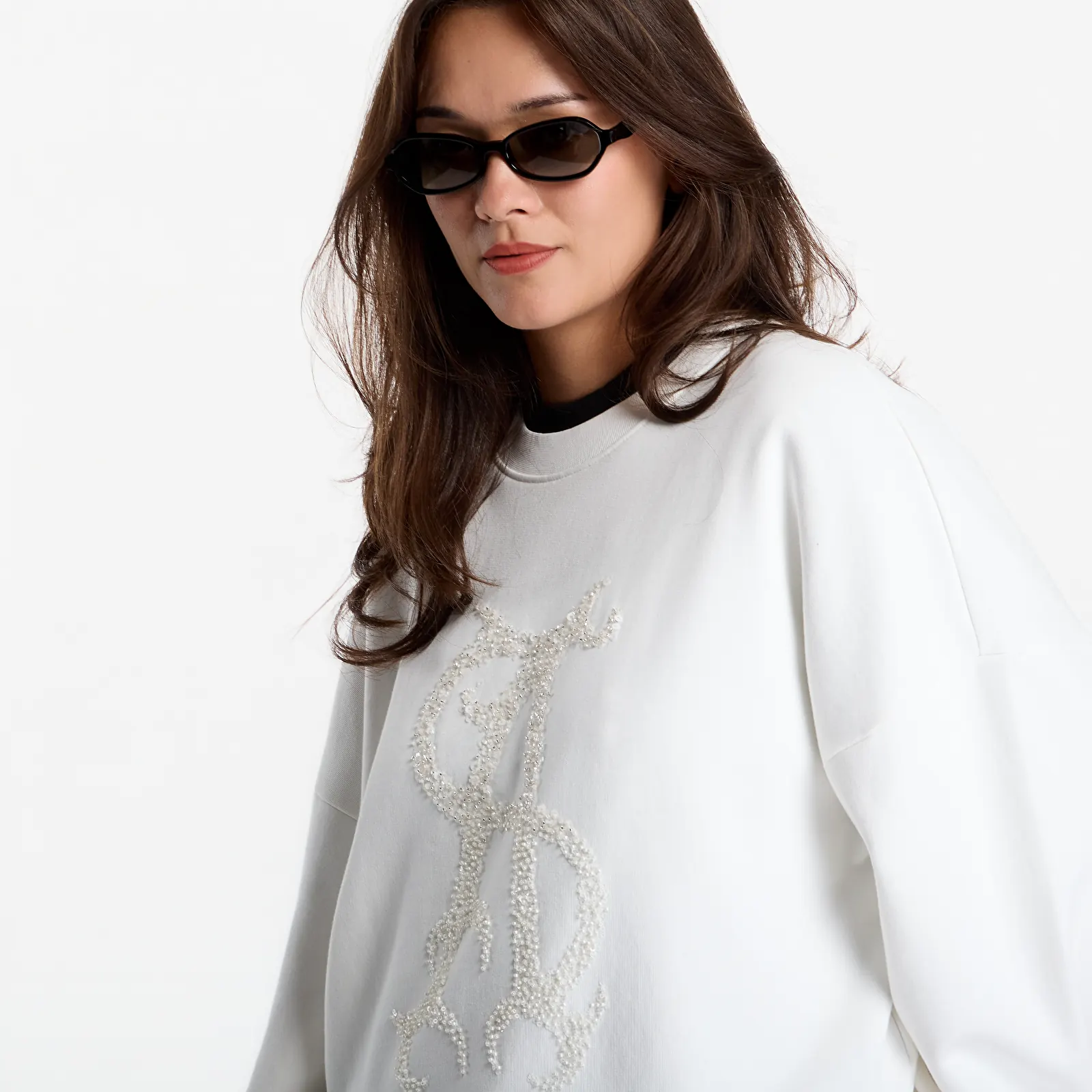 Bluzy AllSaints Reflex Lila Sweat Optic White