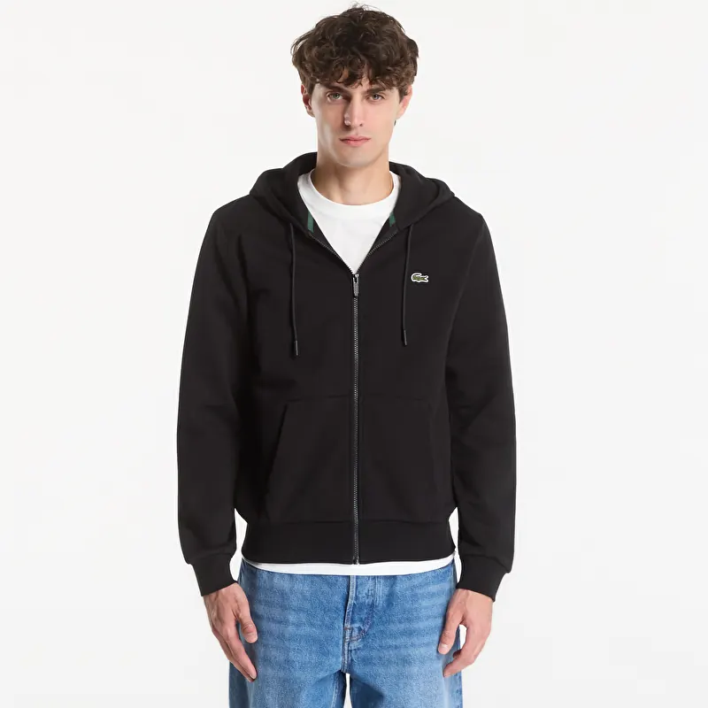 Mikina Lacoste Zipped Hoodie Black