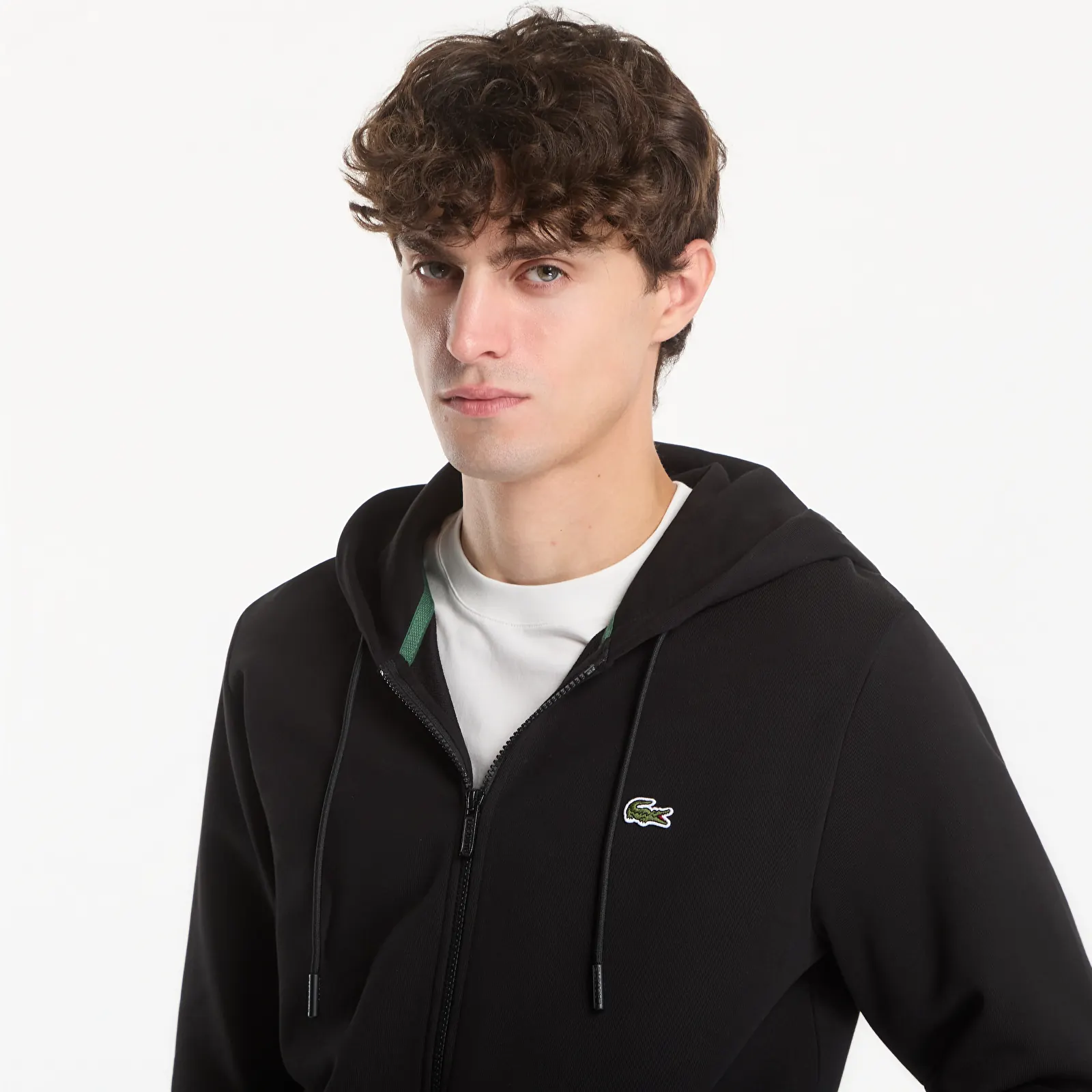 Džemperiai su gobtuvais ir džemperiai Lacoste Zipped Hoodie Black