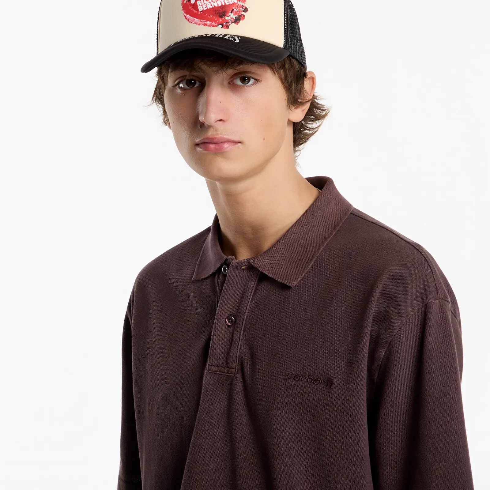 Férfi pólok Carhartt WIP S/S Wayne Polo UNISEX Palisander Garment Dyed