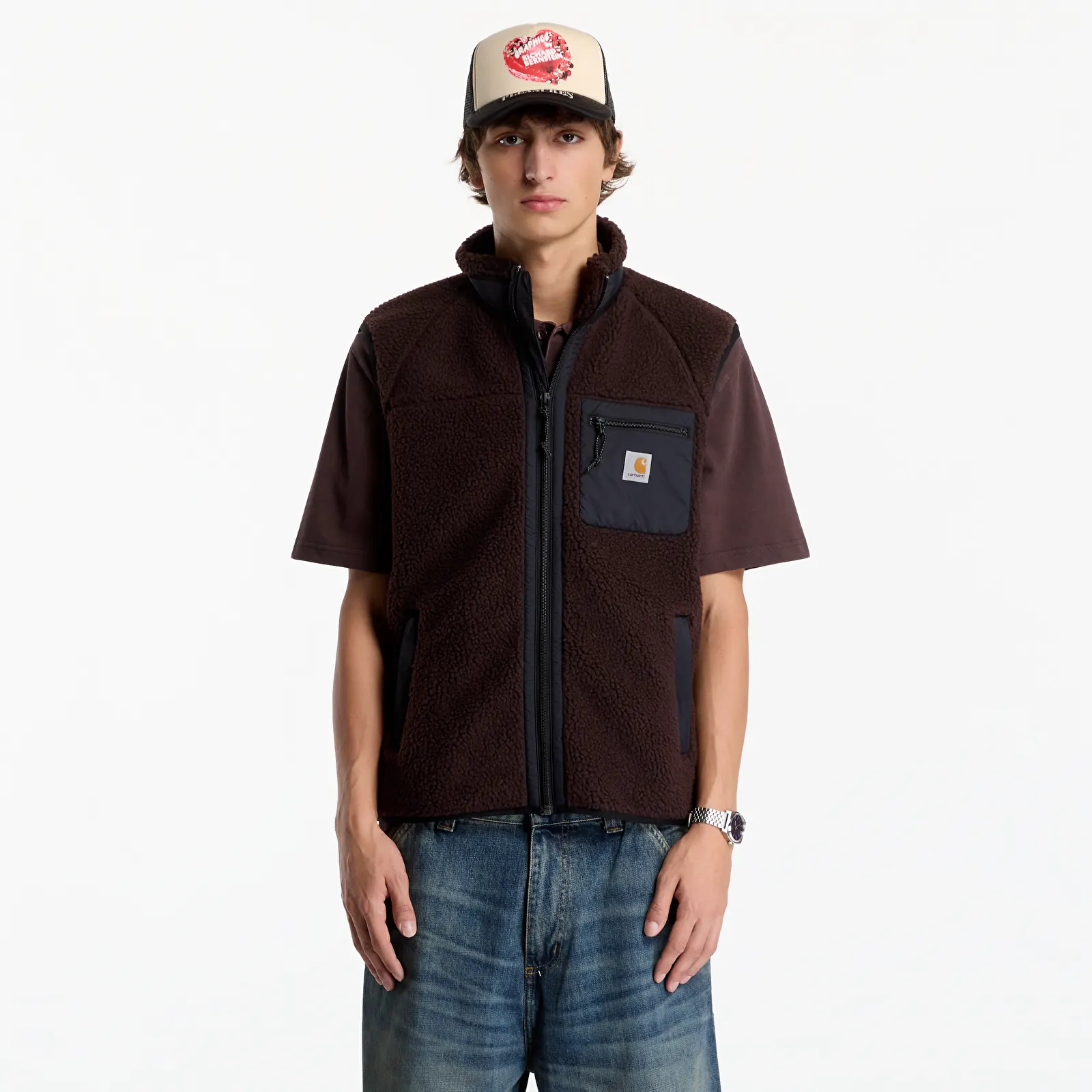 Férfi mellények Carhartt WIP Prentis Vest Liner UNISEX Palisander/ Black
