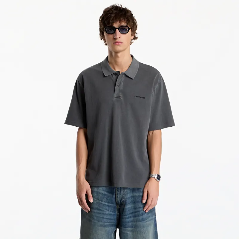 T-shirt Carhartt WIP S/S Wayne Polo UNISEX Black Garment Dyed