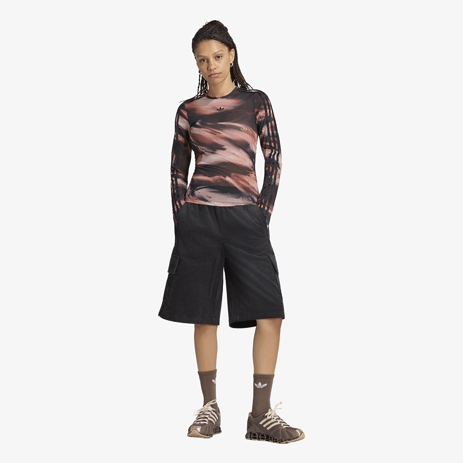 Camisetas de mujer adidas Graphic Mesh T-Shirt Vermillion/ Crystal Linen/ Aurora Coffee