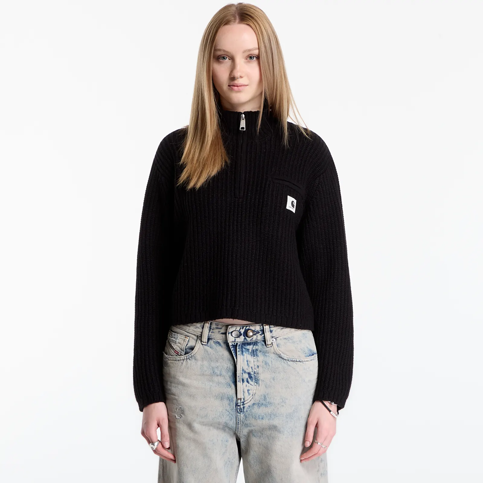 Tröjor för kvinnor Carhartt WIP W' Detroit Half Zip Sweater Black