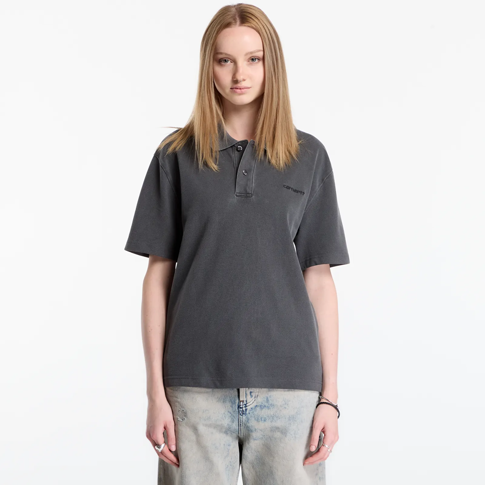 Camisetas de hombre Carhartt WIP S/S Wayne Polo UNISEX Black Garment Dyed
