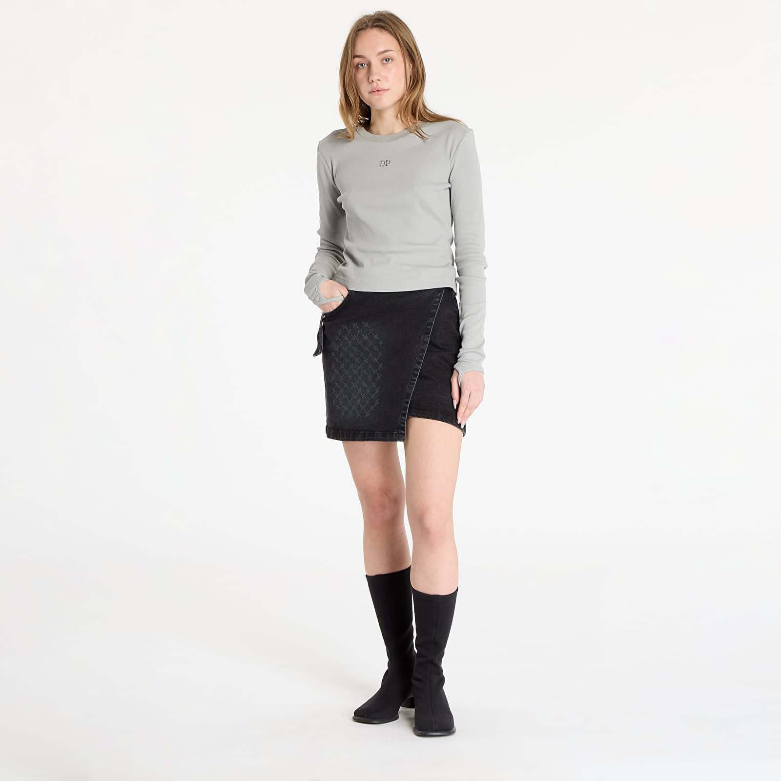 Suknje Daily Paper Mongram Wrap Denim Skirt Black