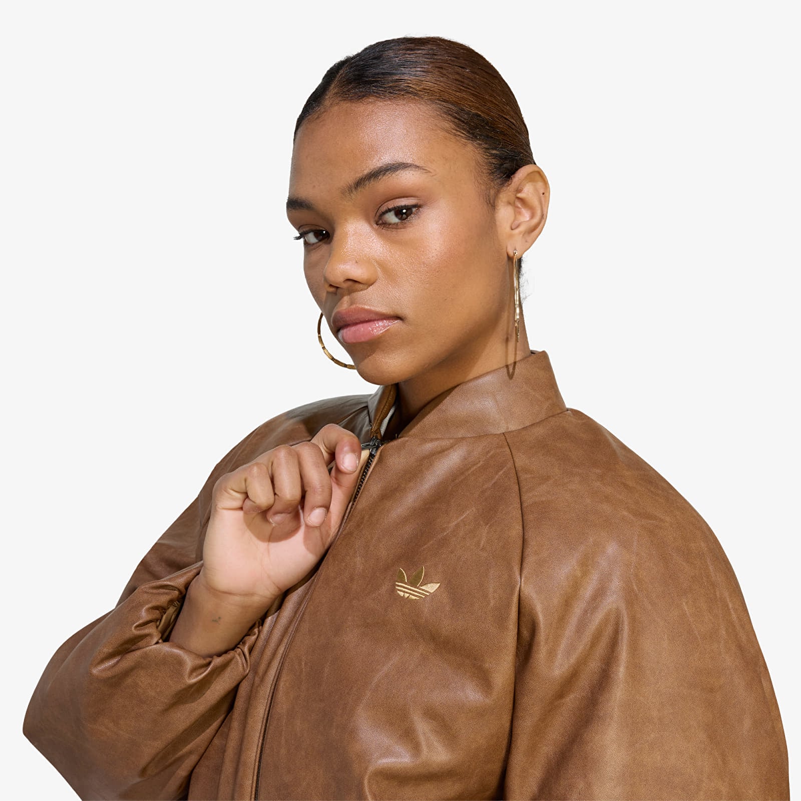 Kurtki damskie adidas SST Cropped Jacket Brown Desert