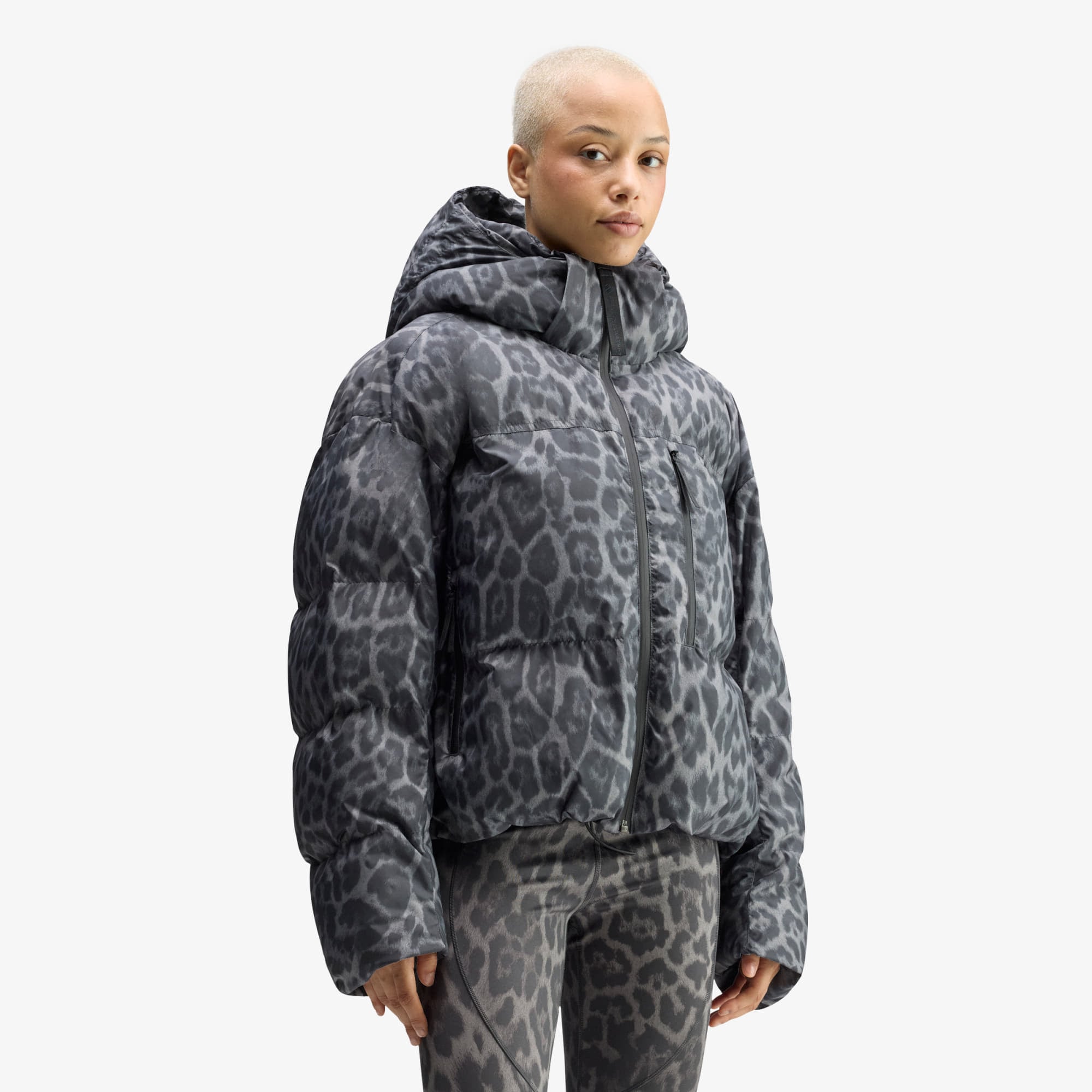 Пухено яке adidas by Stella McCartney Short Padded Winter Jacket Printed Dove Grey/ Carbon M