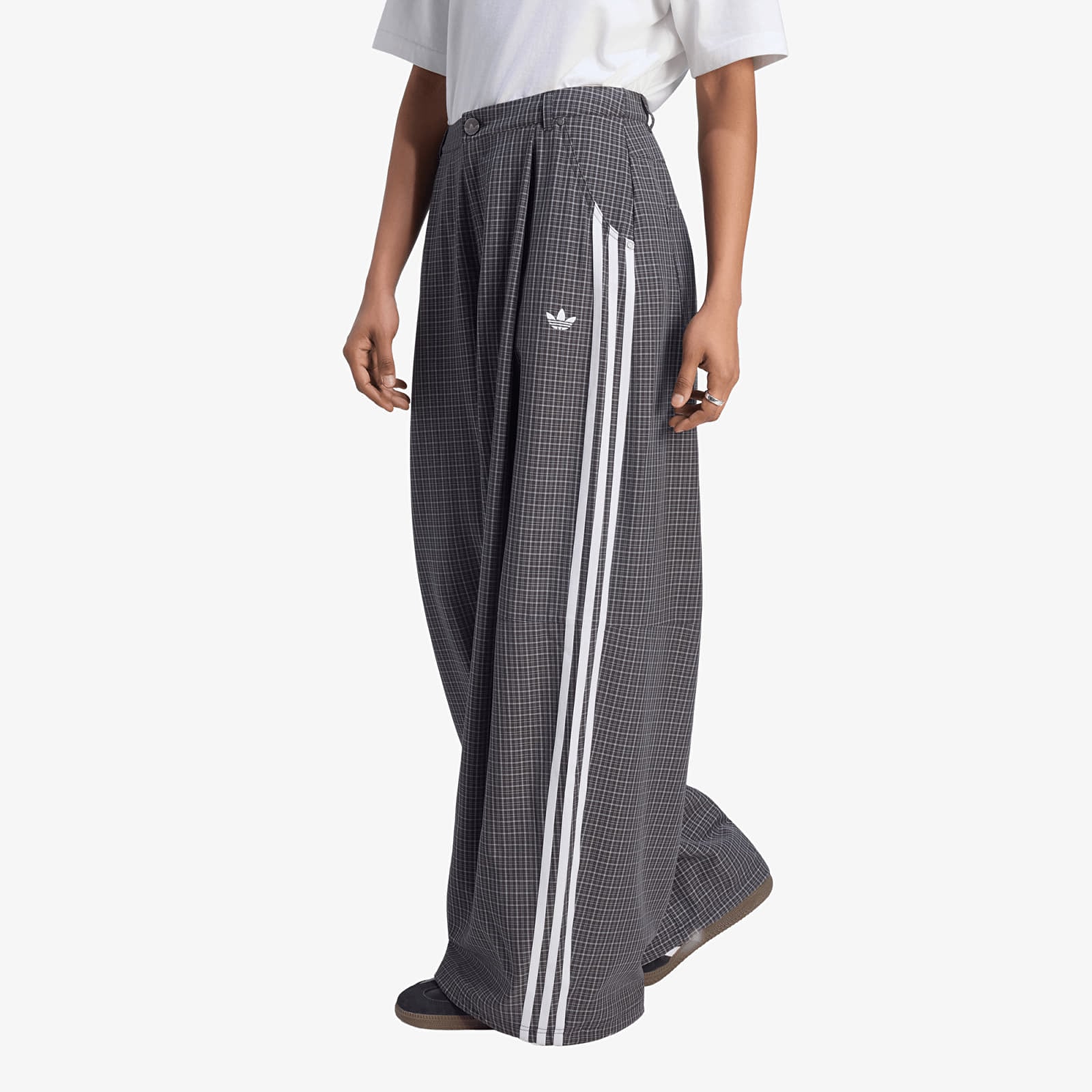 Hosen für Frauen adidas Badigirl Checks Trouser Loose Pants Black/ Grey Three/ Utility Black