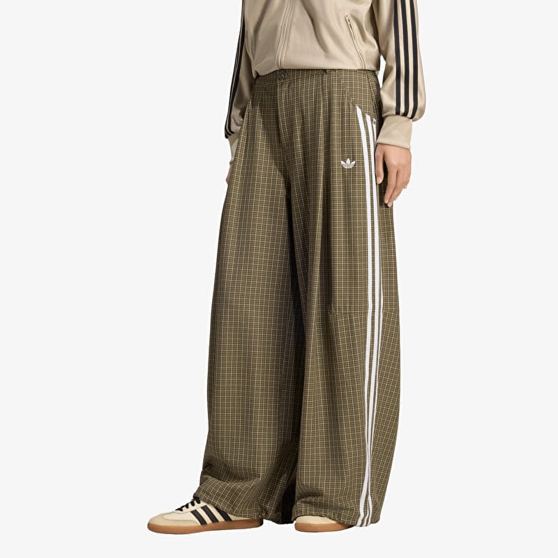 adidas Badigirl Checks Trouser Loose Pants Olive Strata/ Wonder Beige/ Aurora Coffee