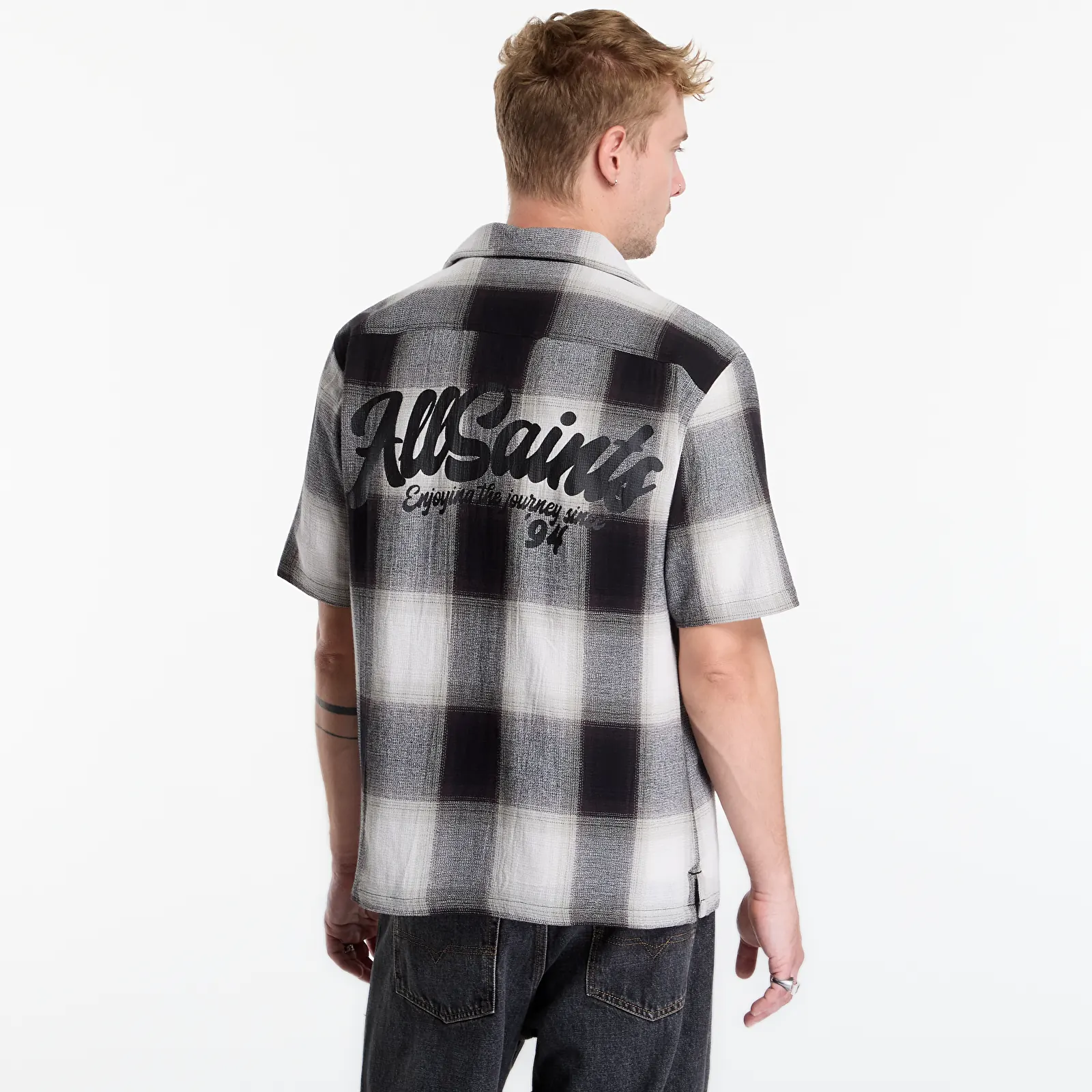 Overhemden AllSaints Fade Out Ss Shirt Whisper Grey