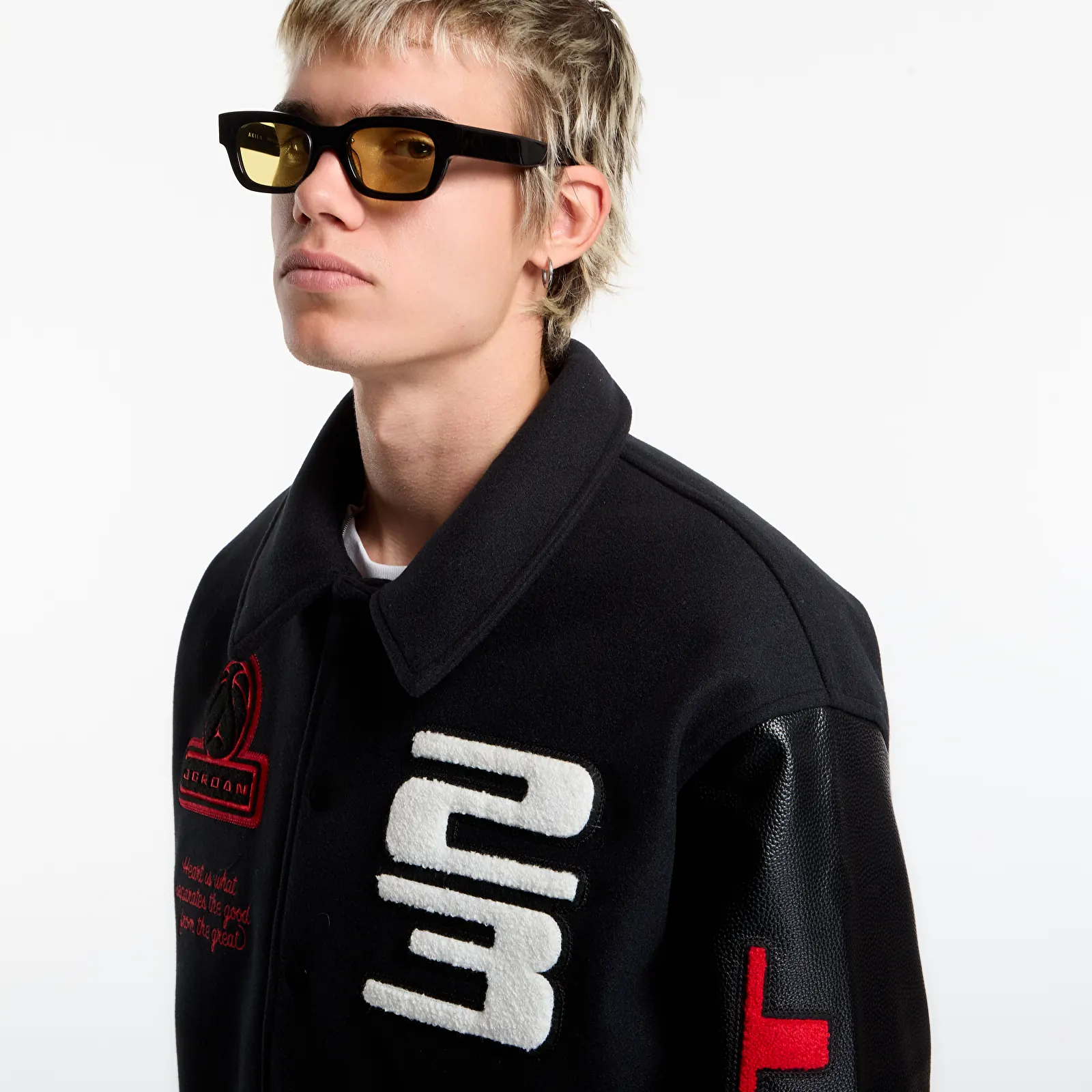 Herren-Bomber Jordan Flight Men's Varsity Jacket Black/ Black/ University Red