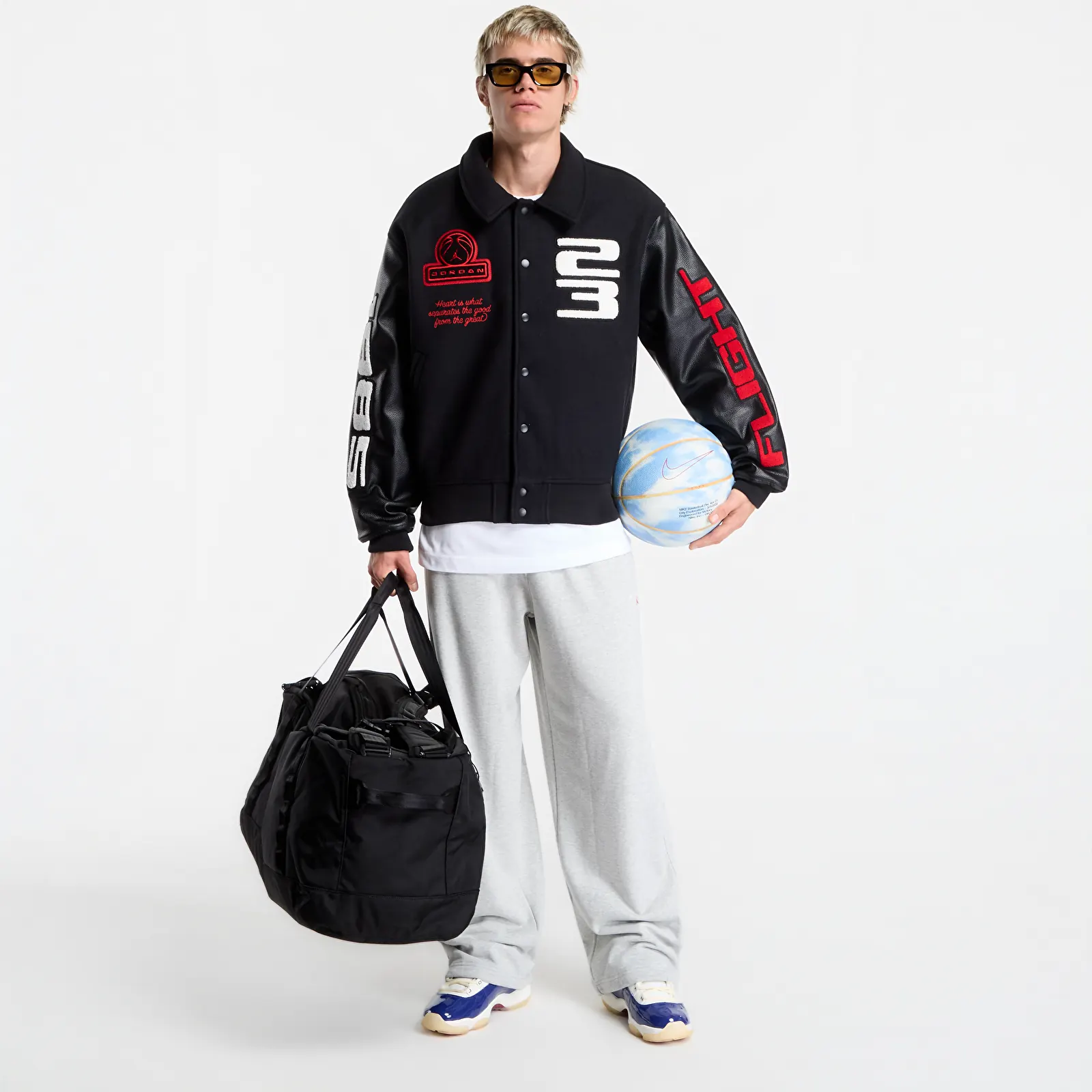Herren-Bomber Jordan Flight Men's Varsity Jacket Black/ Black/ University Red
