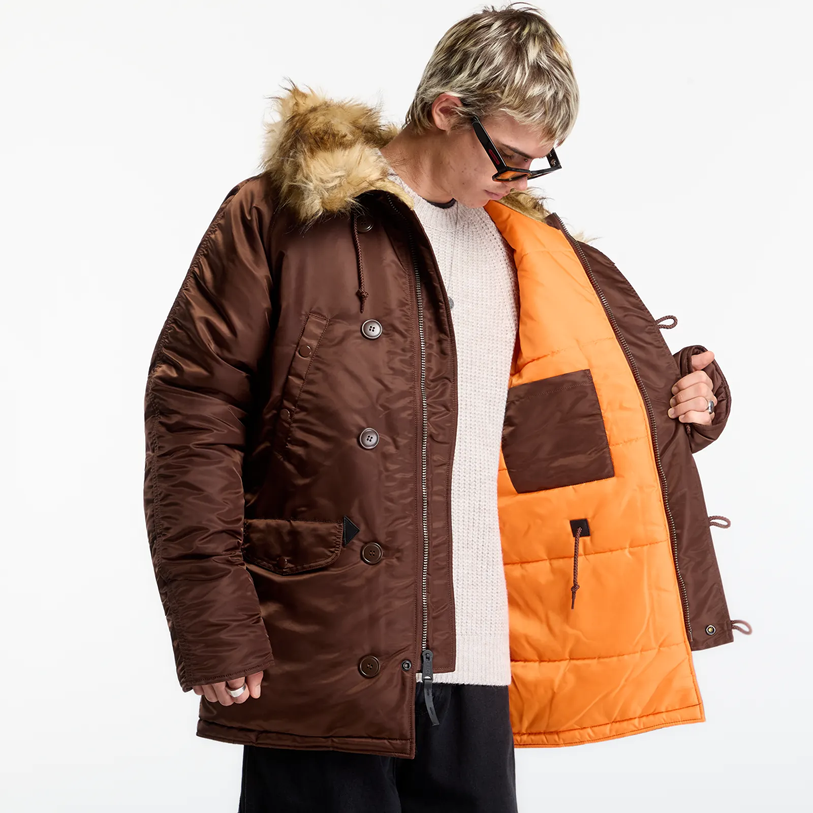 Vyriškos striukės Alpha Industries N-3B VF 59 Vintage Fit Powder Brown