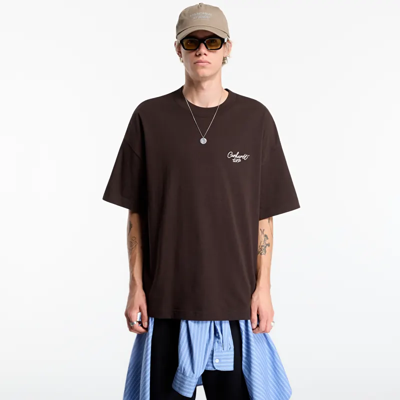 Póló Carhartt WIP S/S Signature Script T-Shirt UNISEX Tobacco/ Natural