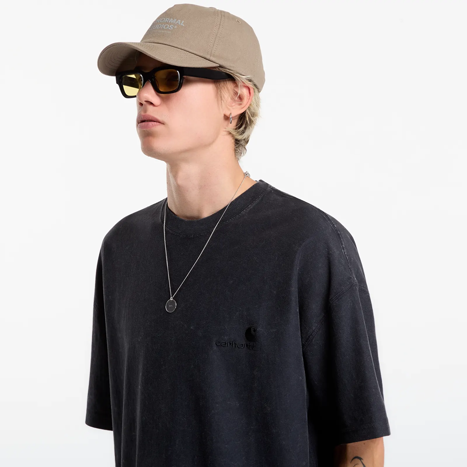 Pánske tričká Carhartt WIP S/S Lambert T-Shirt UNISEX Black Moon Wash