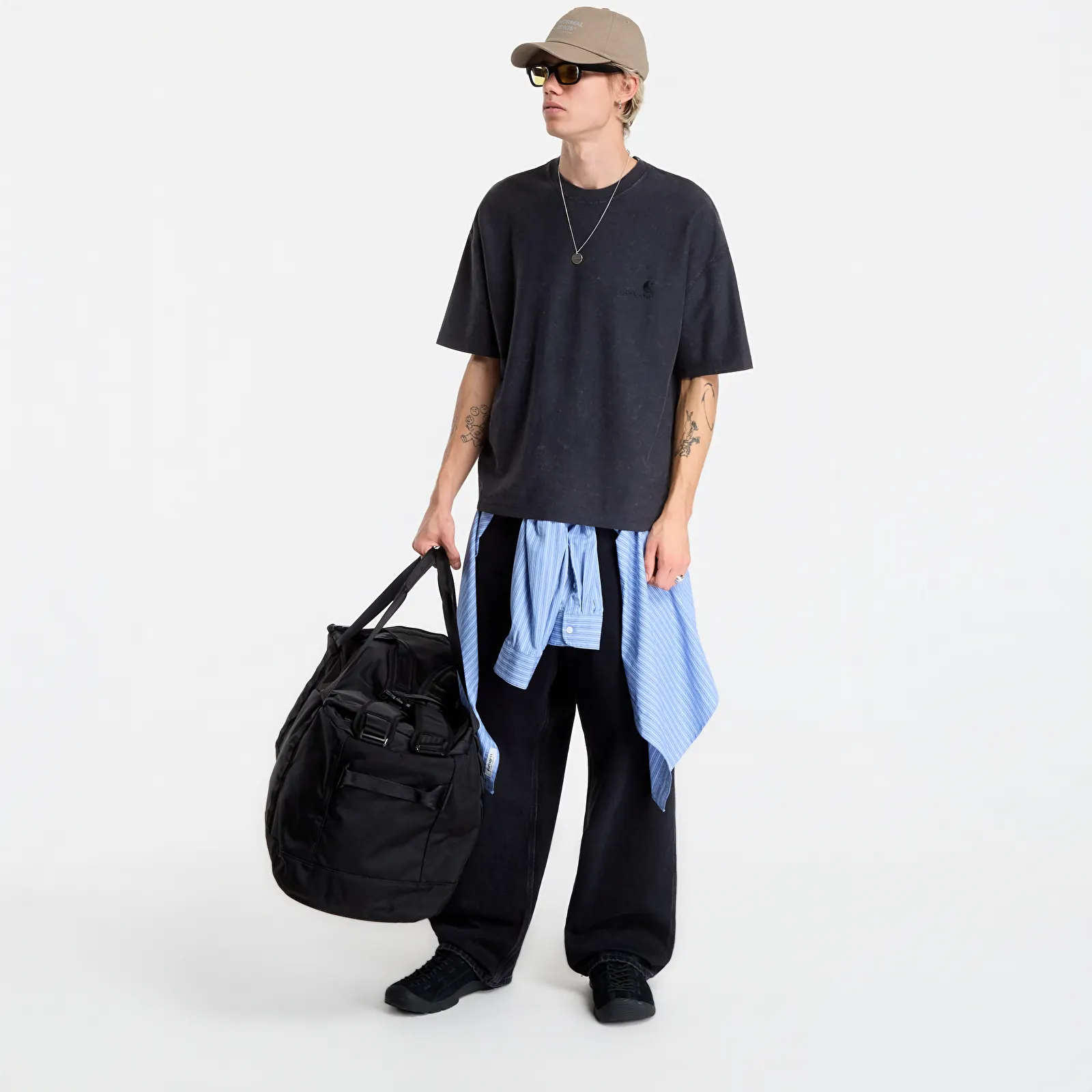 Pánske tričká Carhartt WIP S/S Lambert T-Shirt UNISEX Black Moon Wash