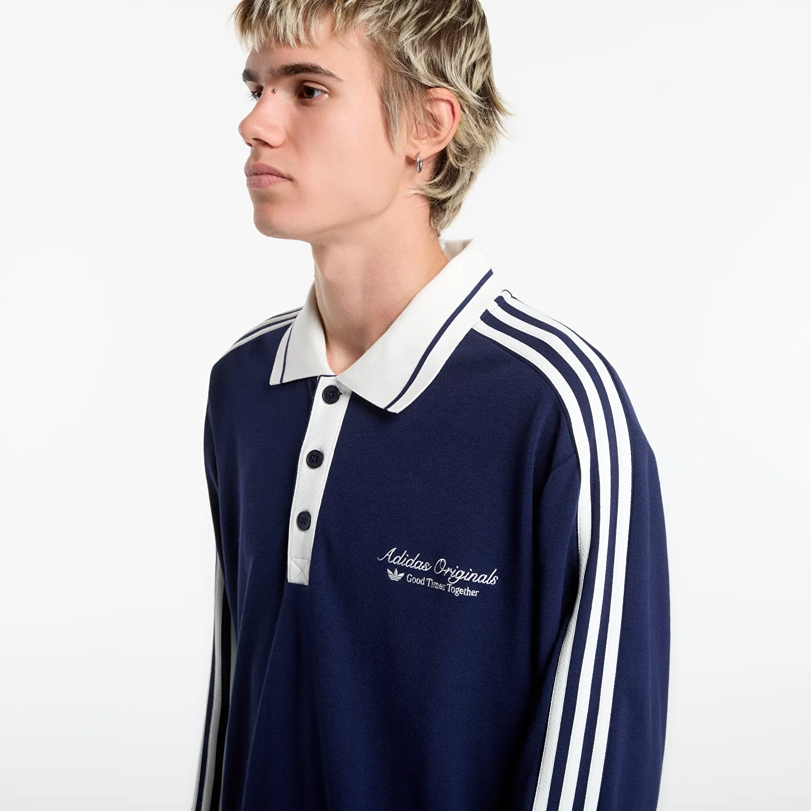 Miesten poolopaidat adidas Polo Ls M Night Indigo/ Off White