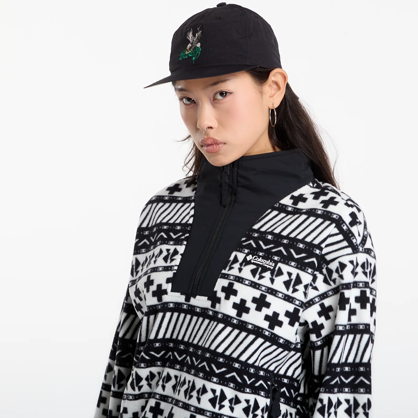 Sweats à capuche femme Columbia Sequoia Grove™ II Printed Half Zip Black Wizard Island Tonal