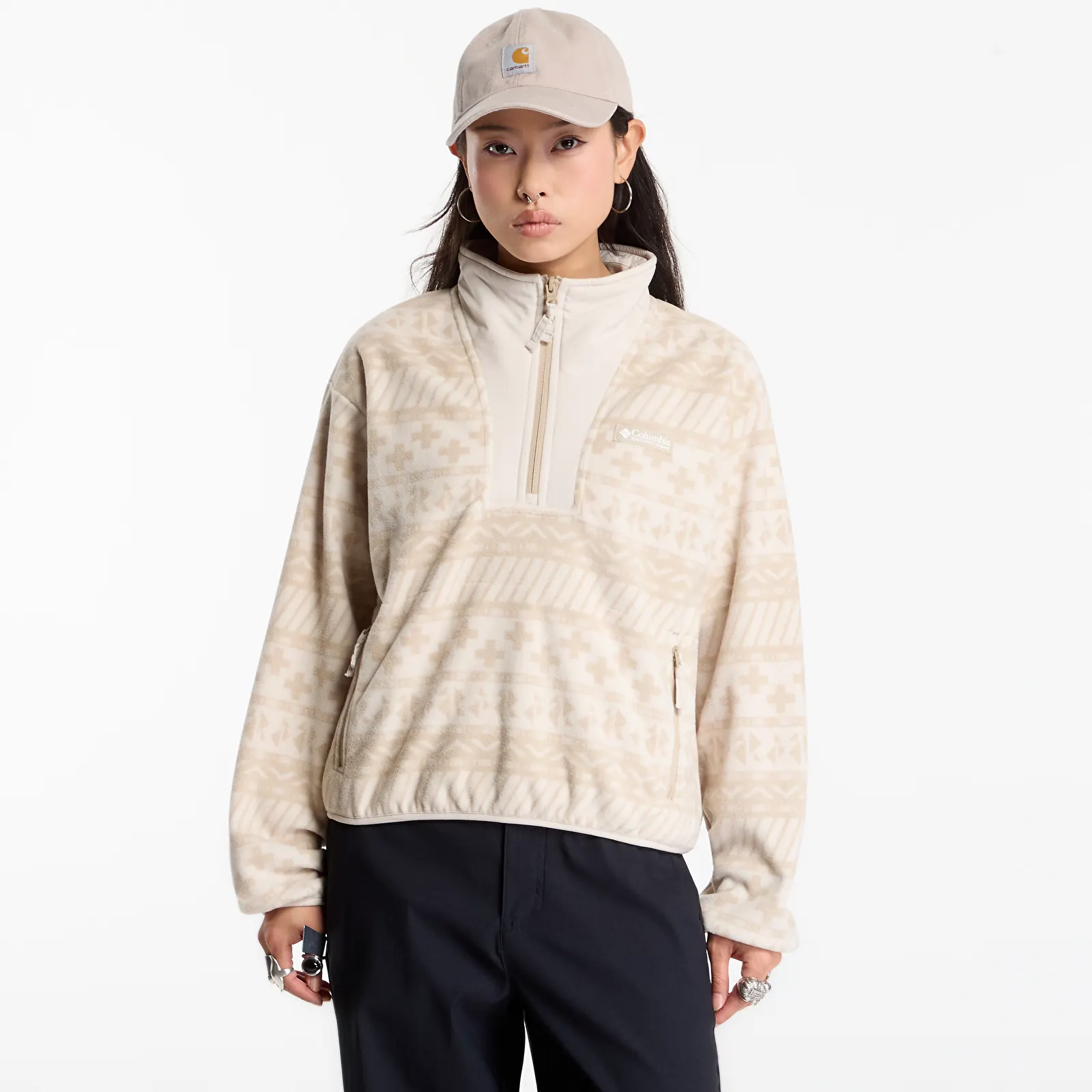 Women's Sweatshirts Columbia Sequoia Grove™ II Printed Half Zip Ancient Fossil Wizard Island Tonal