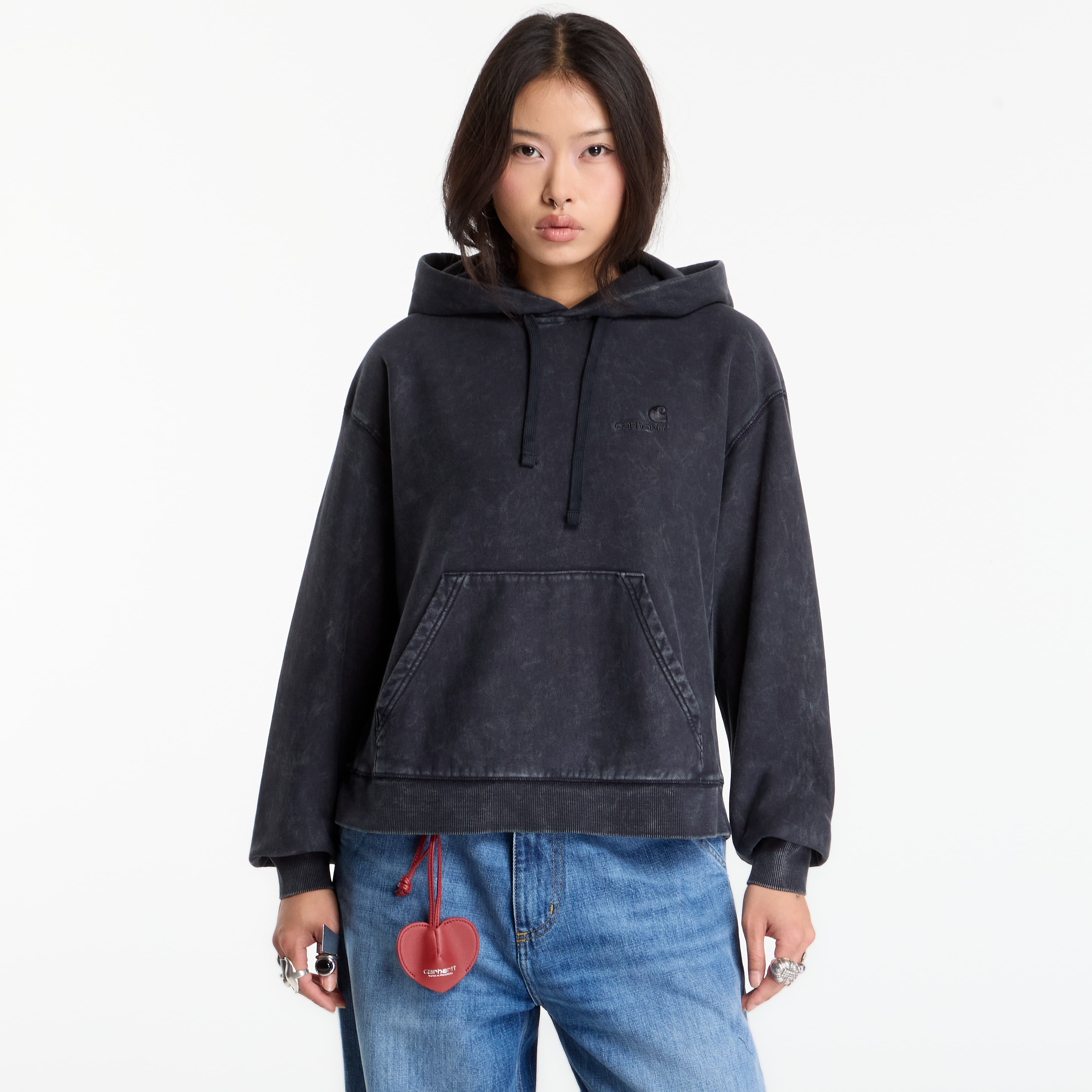 Суитшърт Carhartt WIP W' Hooded Lambert Sweat Black Moon Wash S