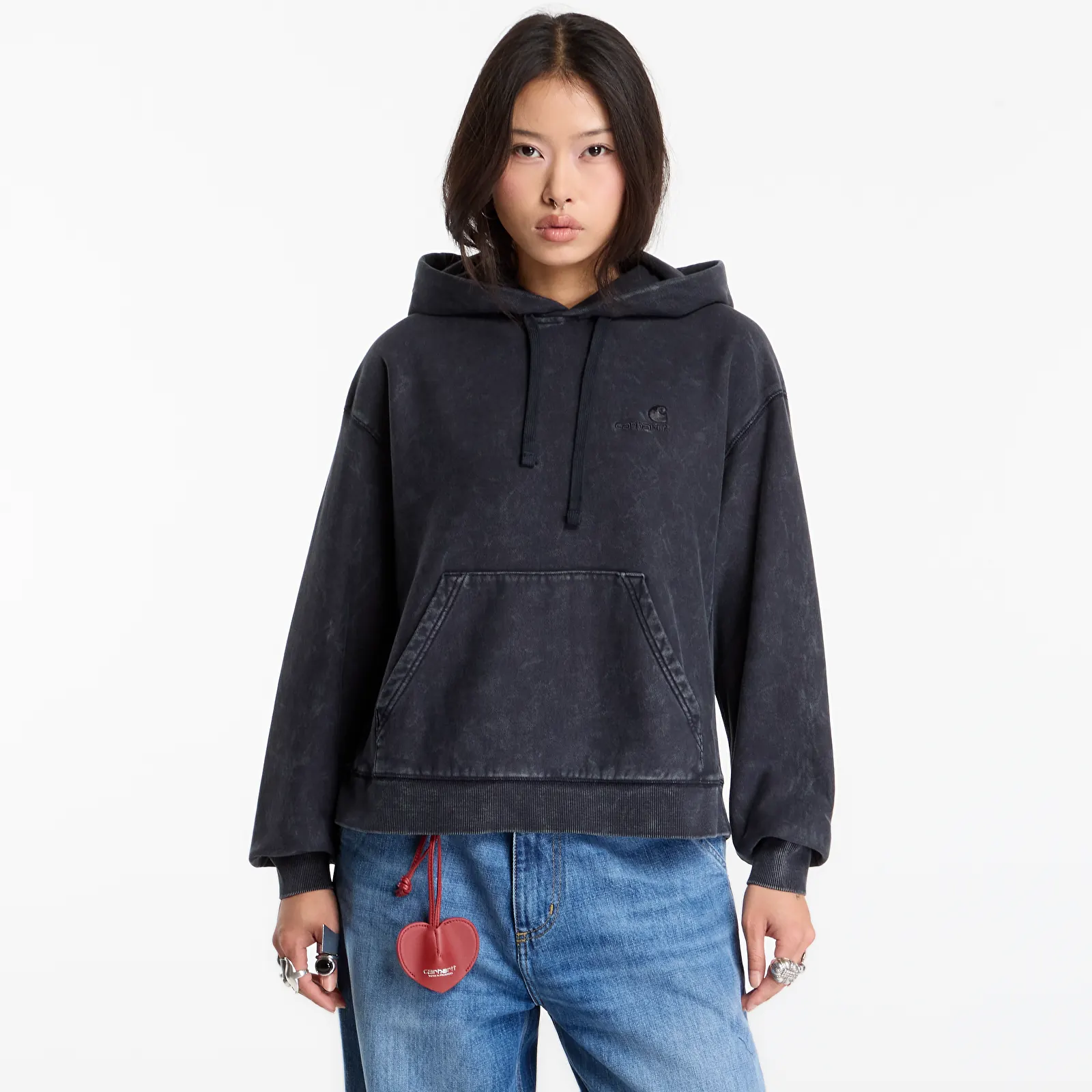 Hoodies voor dames Carhartt WIP W' Hooded Lambert Sweat Black Moon Wash