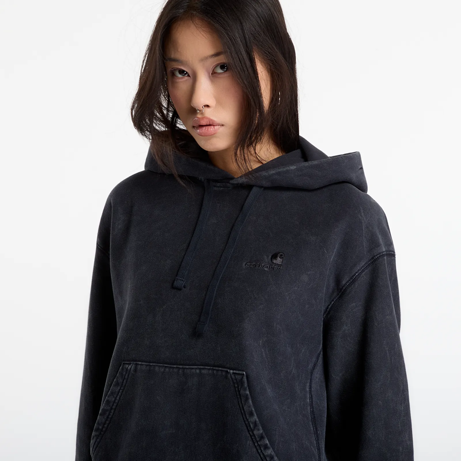Hoodies voor dames Carhartt WIP W' Hooded Lambert Sweat Black Moon Wash