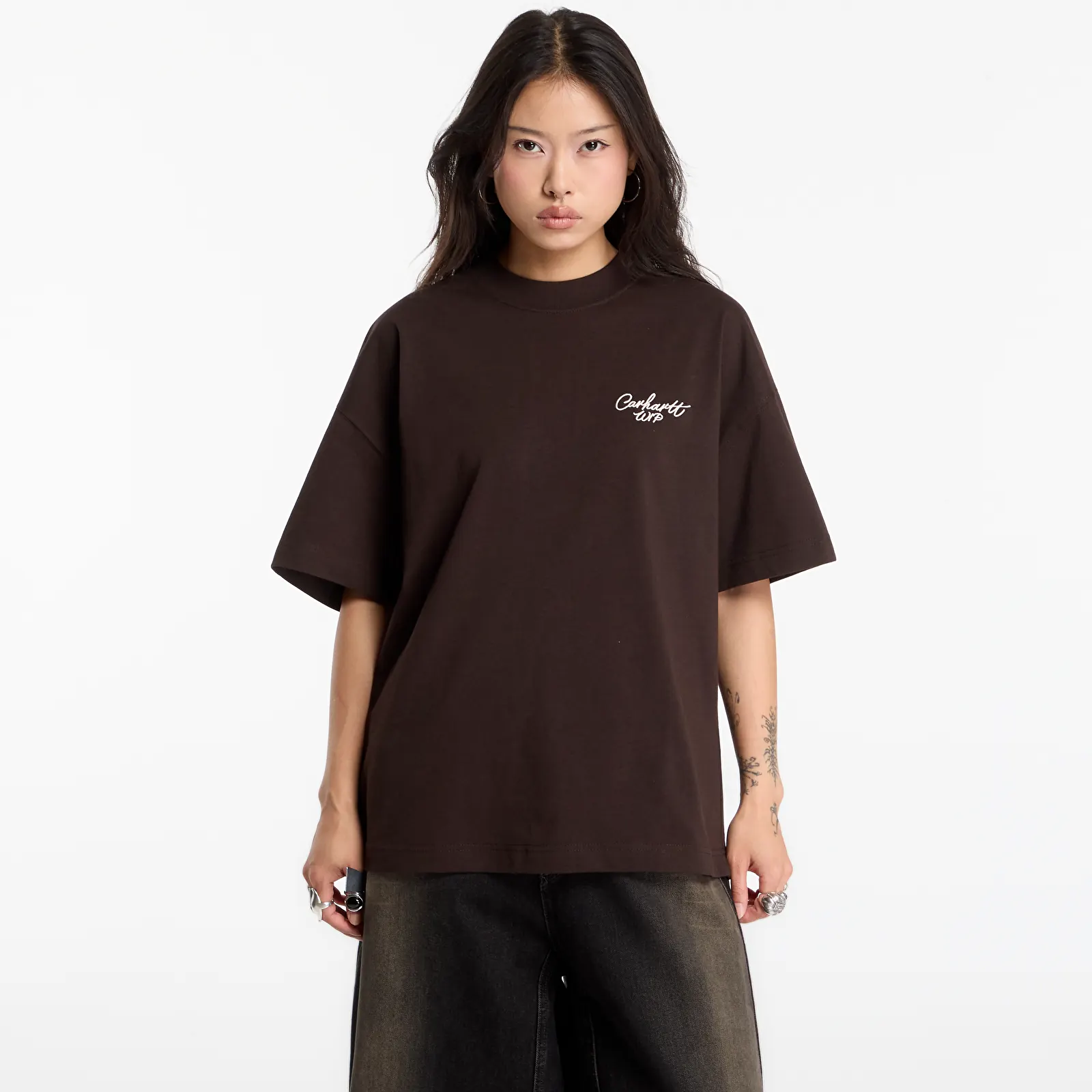 T-shirts för män Carhartt WIP S/S Signature Script T-Shirt UNISEX Tobacco/ Natural