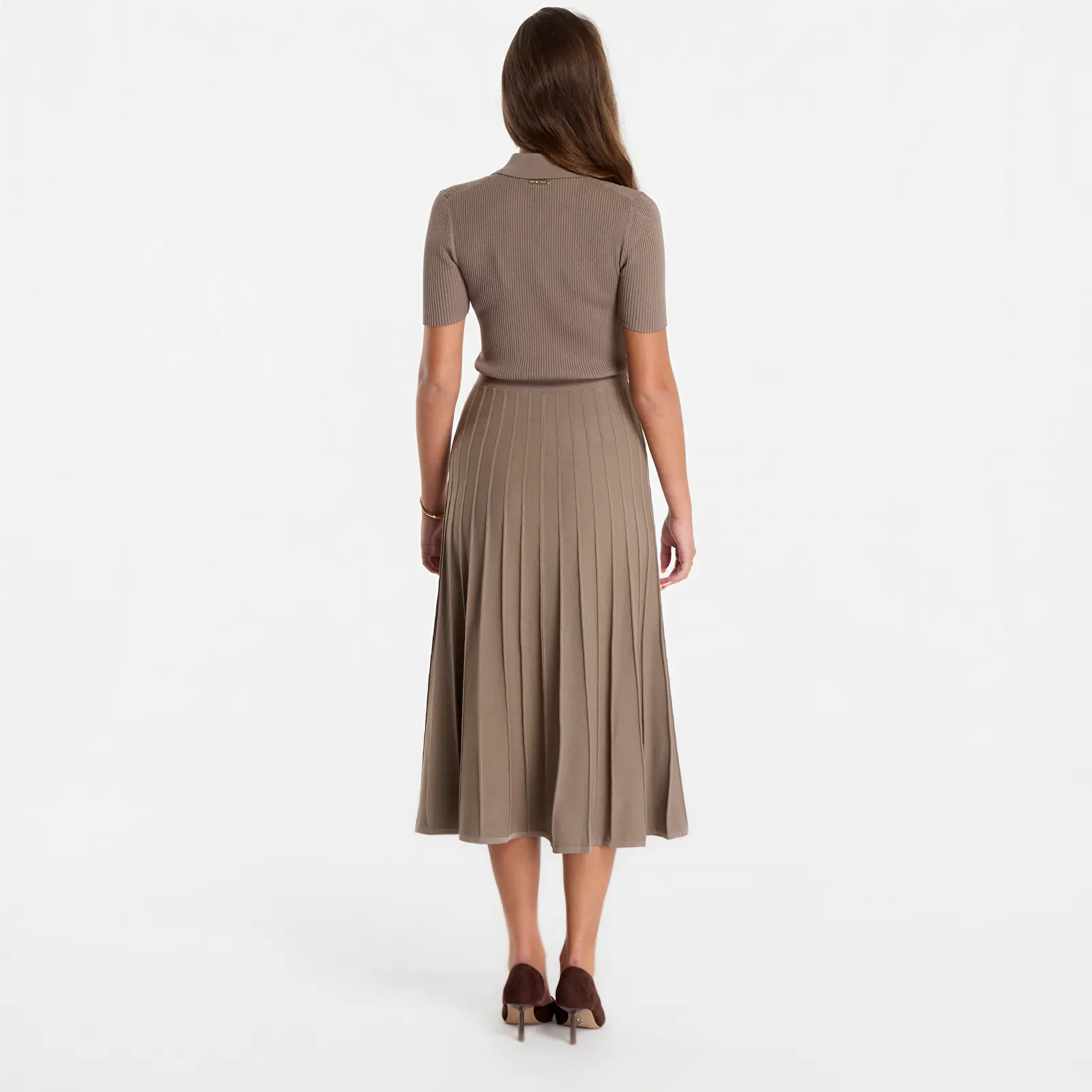 Šaty Michael Kors Fit N Flare Polo Ss Midi Chestnut