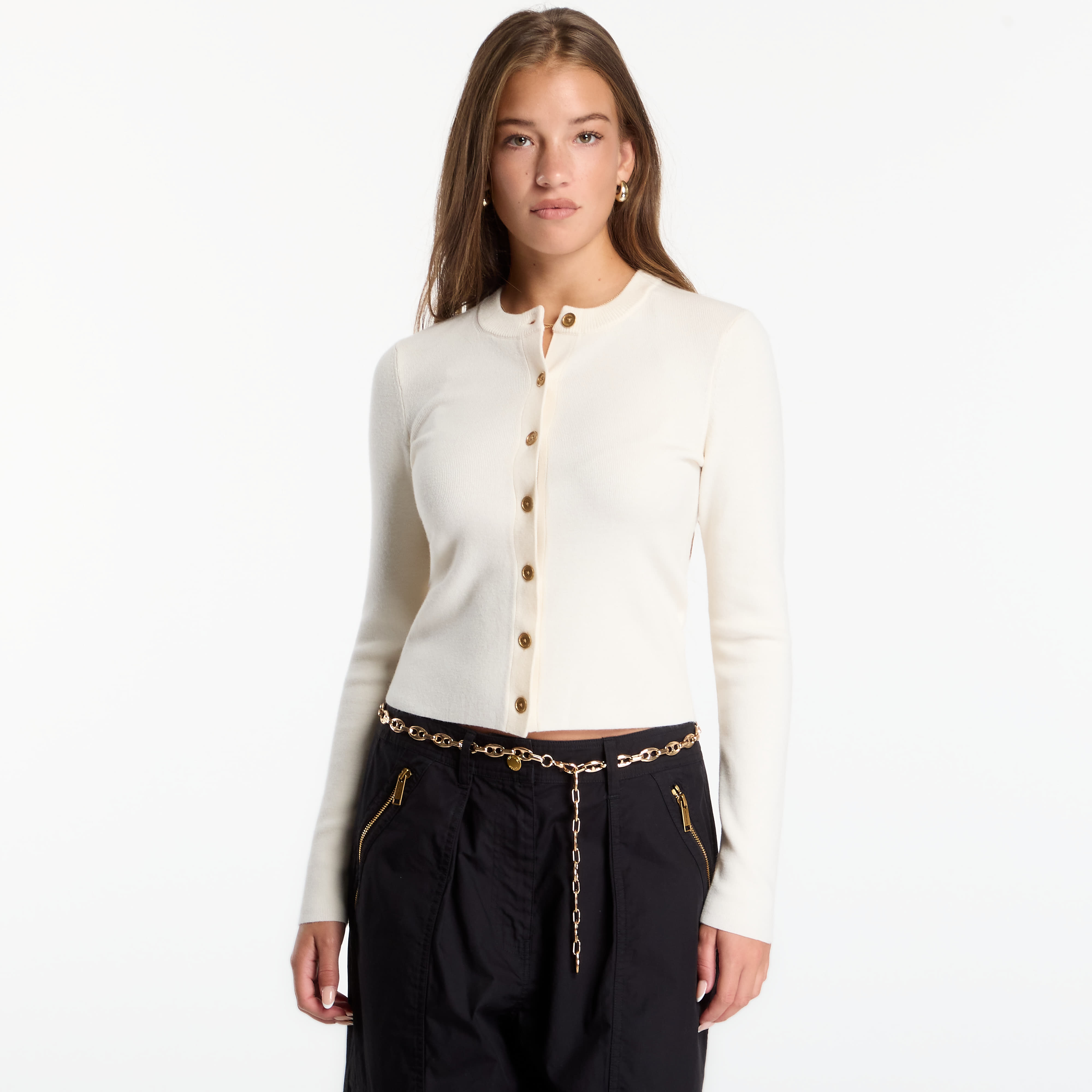 Пуловер Michael Kors Merino Rib Crew Nk Cardi Bone S/36