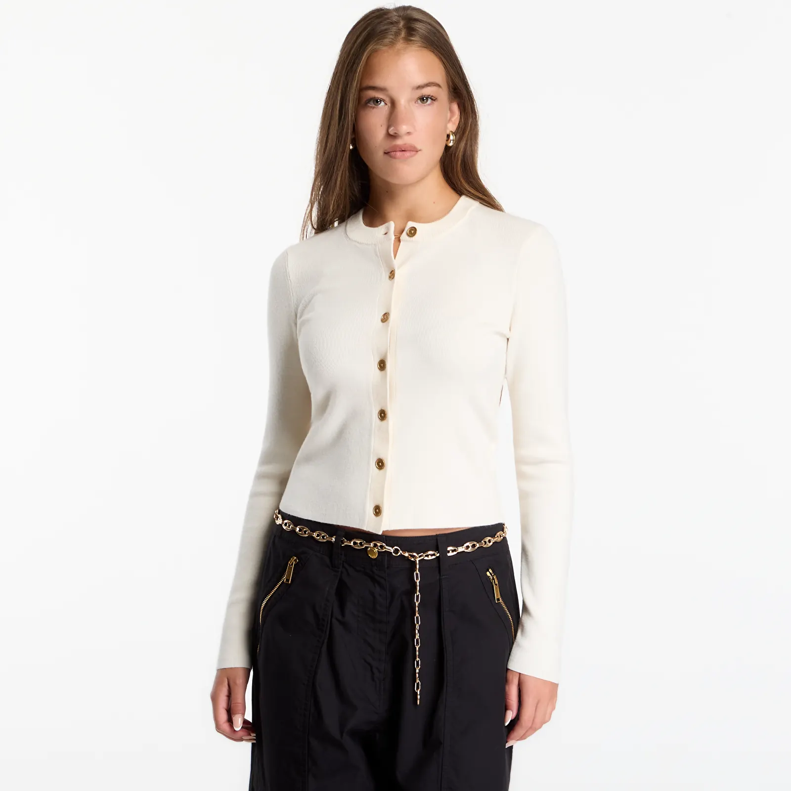 Sweaters Michael Kors Merino Rib Crew Nk Cardi Bone