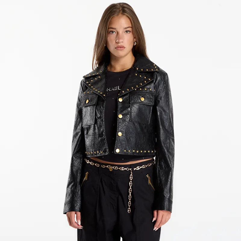 Michael Kors Studded Fx Leather Jacket Black