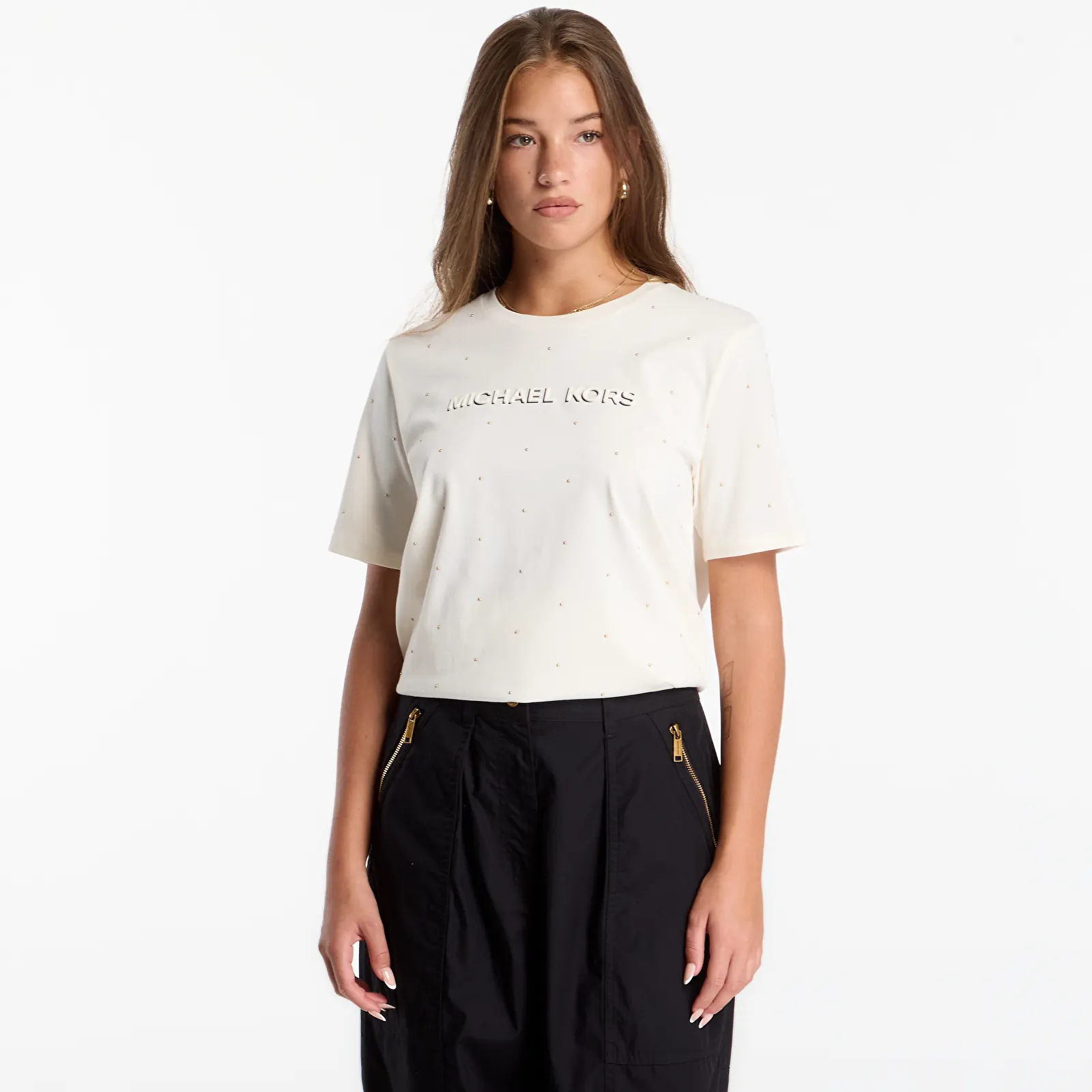 Marškinėliai Michael Kors Classic Mk Stud Tee Bone